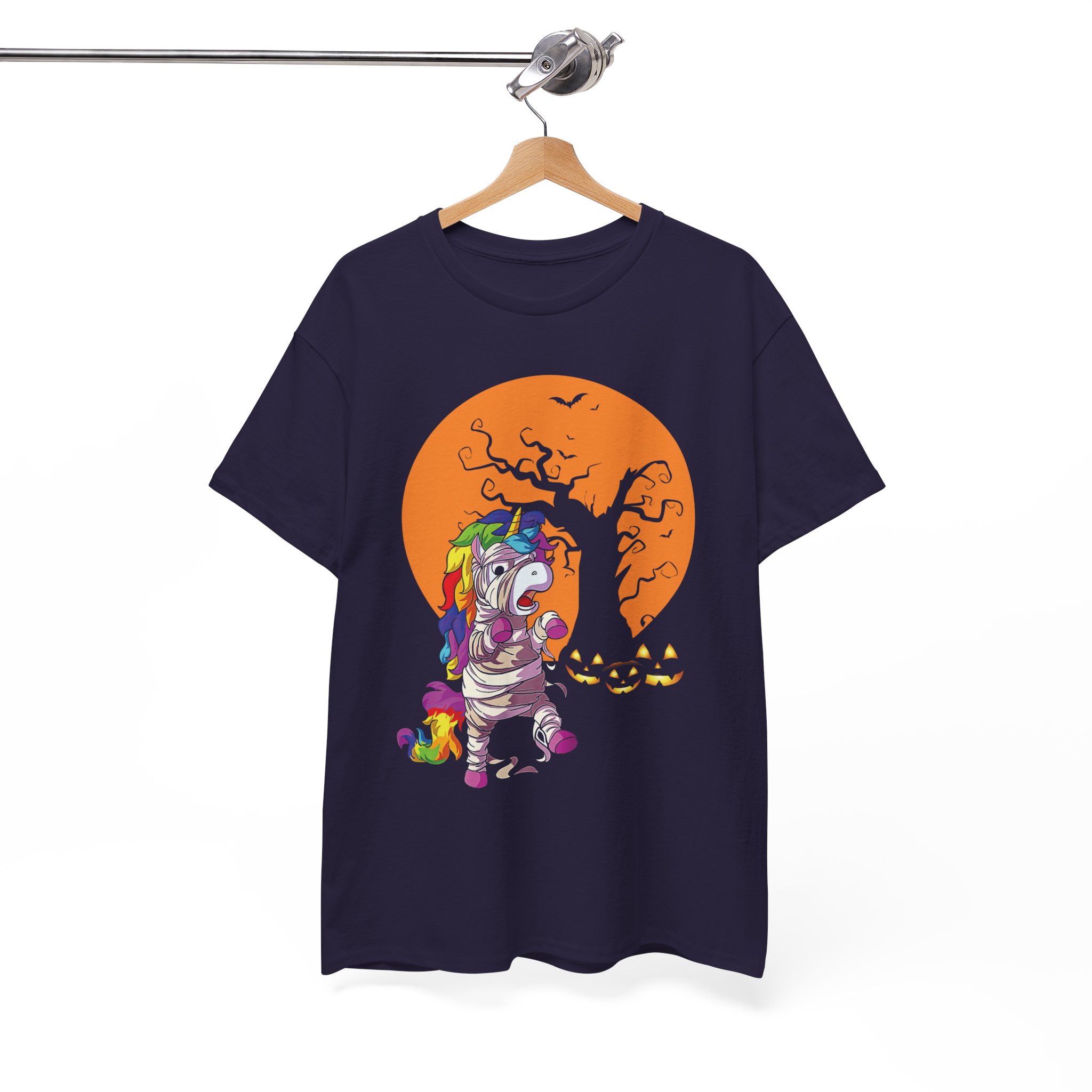 Halloween Unicorn Tee - Rainbow Unicorn Mummy Costume with Jack-O'-Lanterns - Image 9