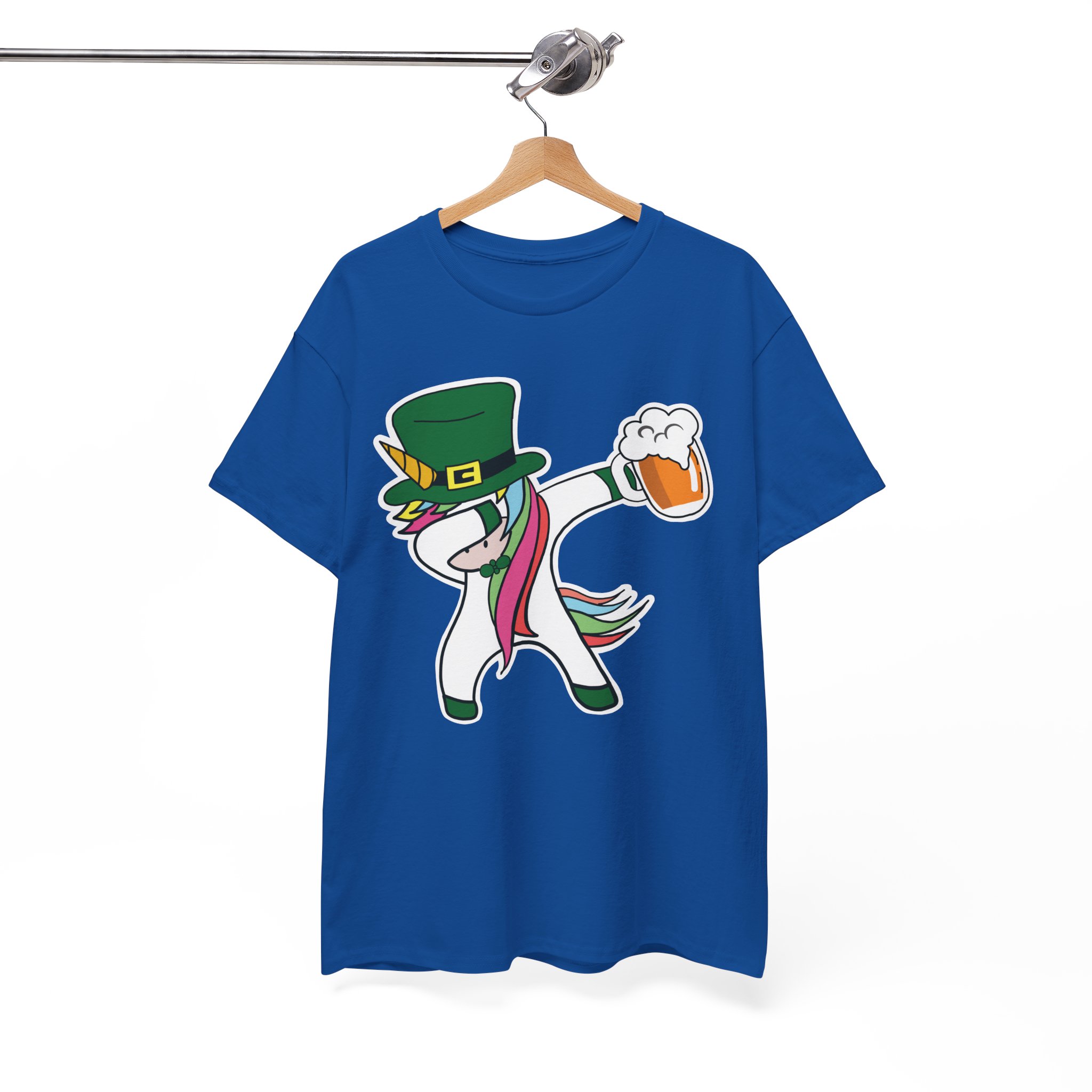 St. Patrick's Day Dabbing Unicorn Tee - Funny Leprechaun Beer Graphic T-Shirt - Image 8