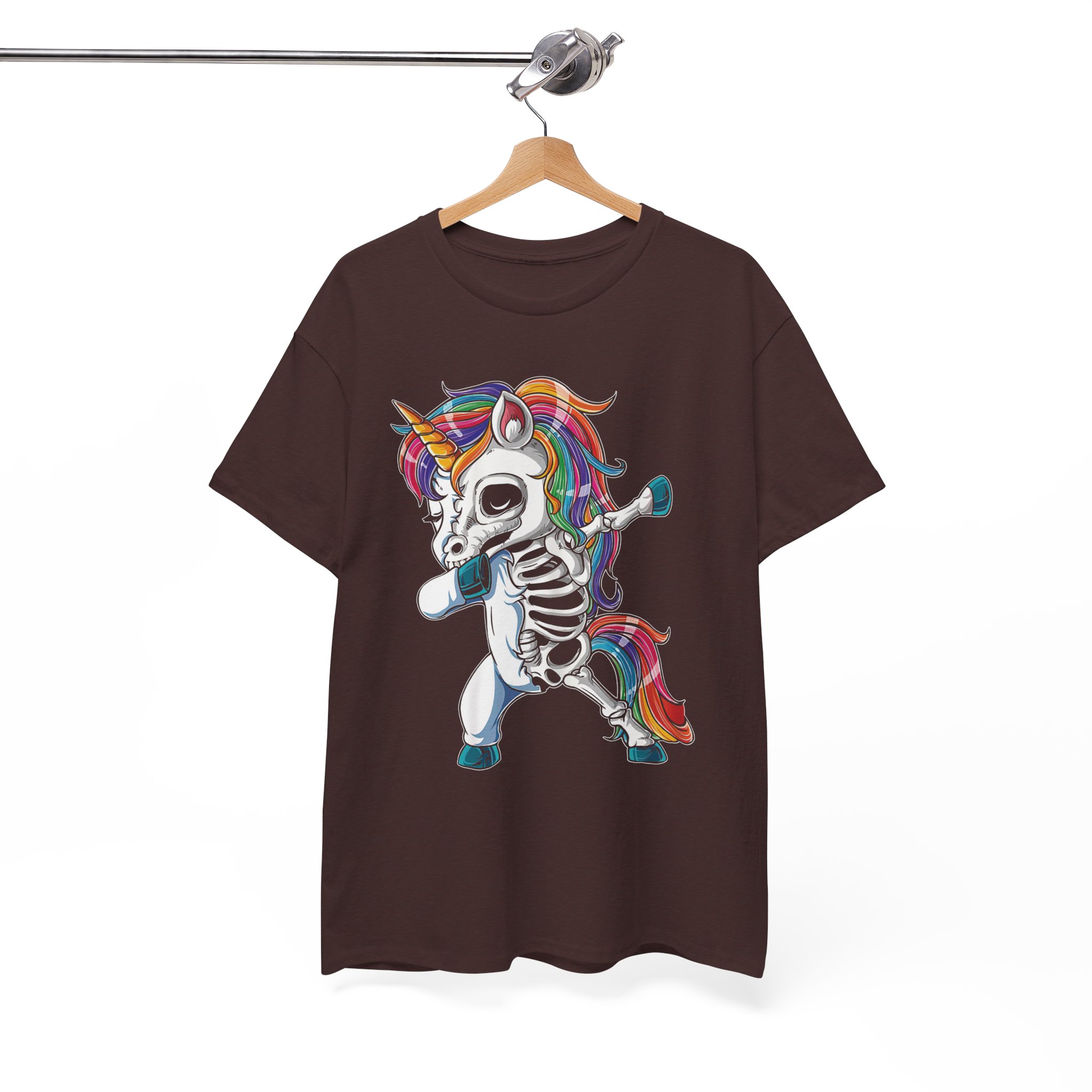 Skeleton Dab Unicorn T‑Shirt - Rainbow Skull Dancing Unicorn Tee - Image 2