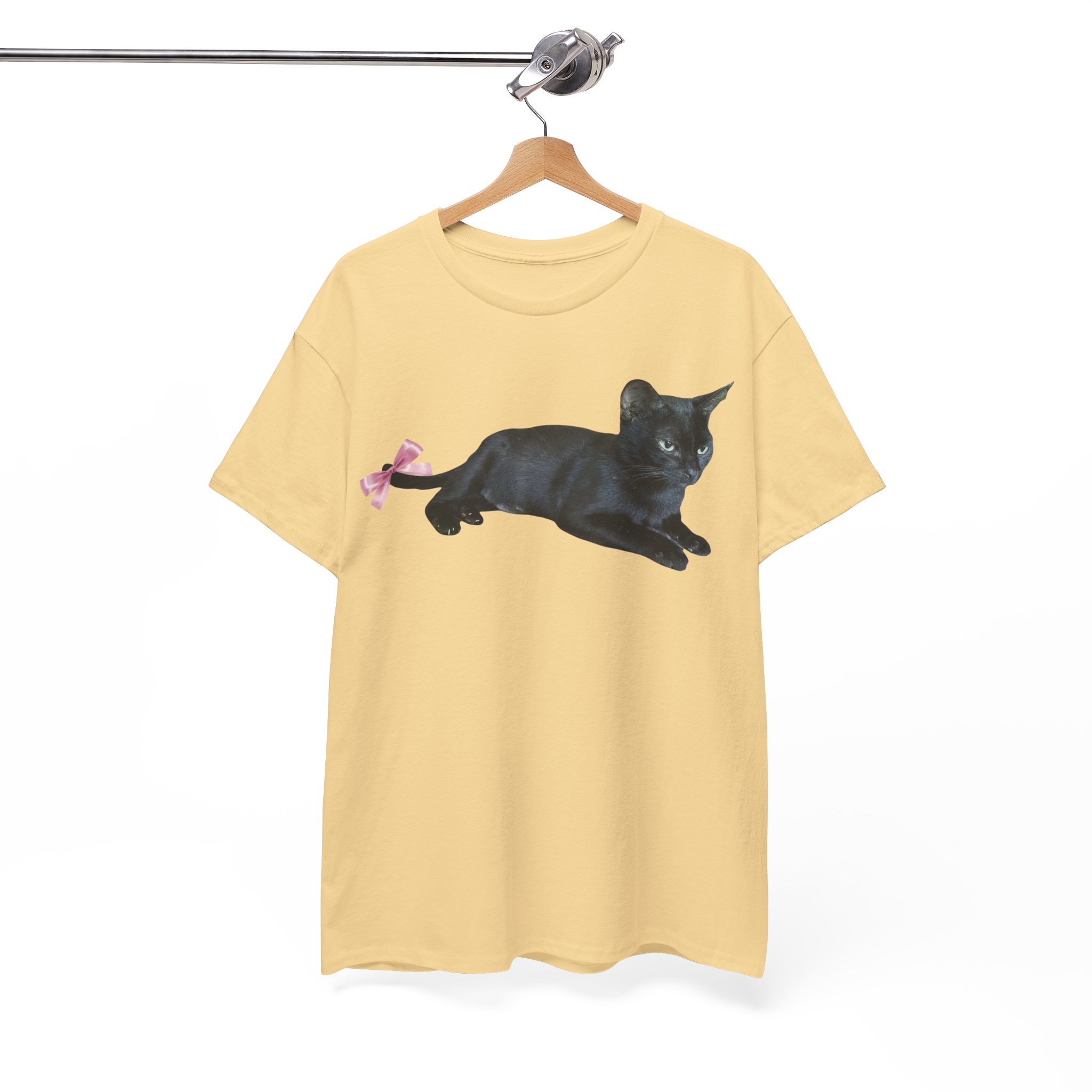Black Cat with Pink Bow T-Shirt - Image 3