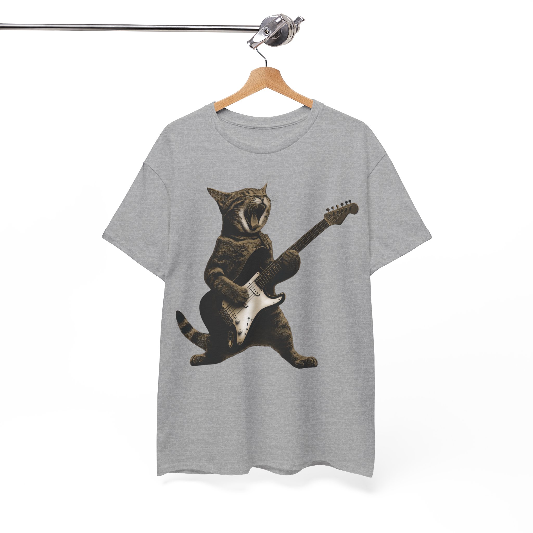 Rockstar Cat Playing Guitar T-Shirt - Image 5