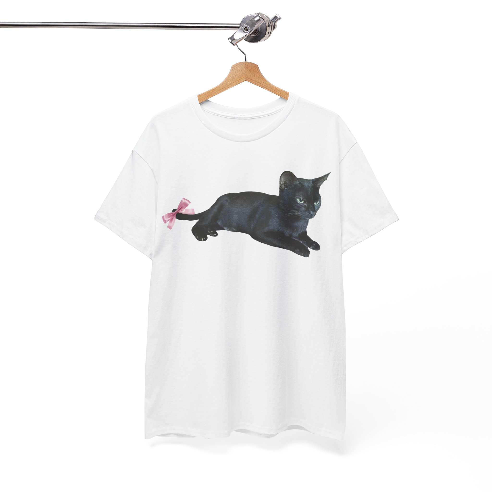 Black Cat with Pink Bow T-Shirt