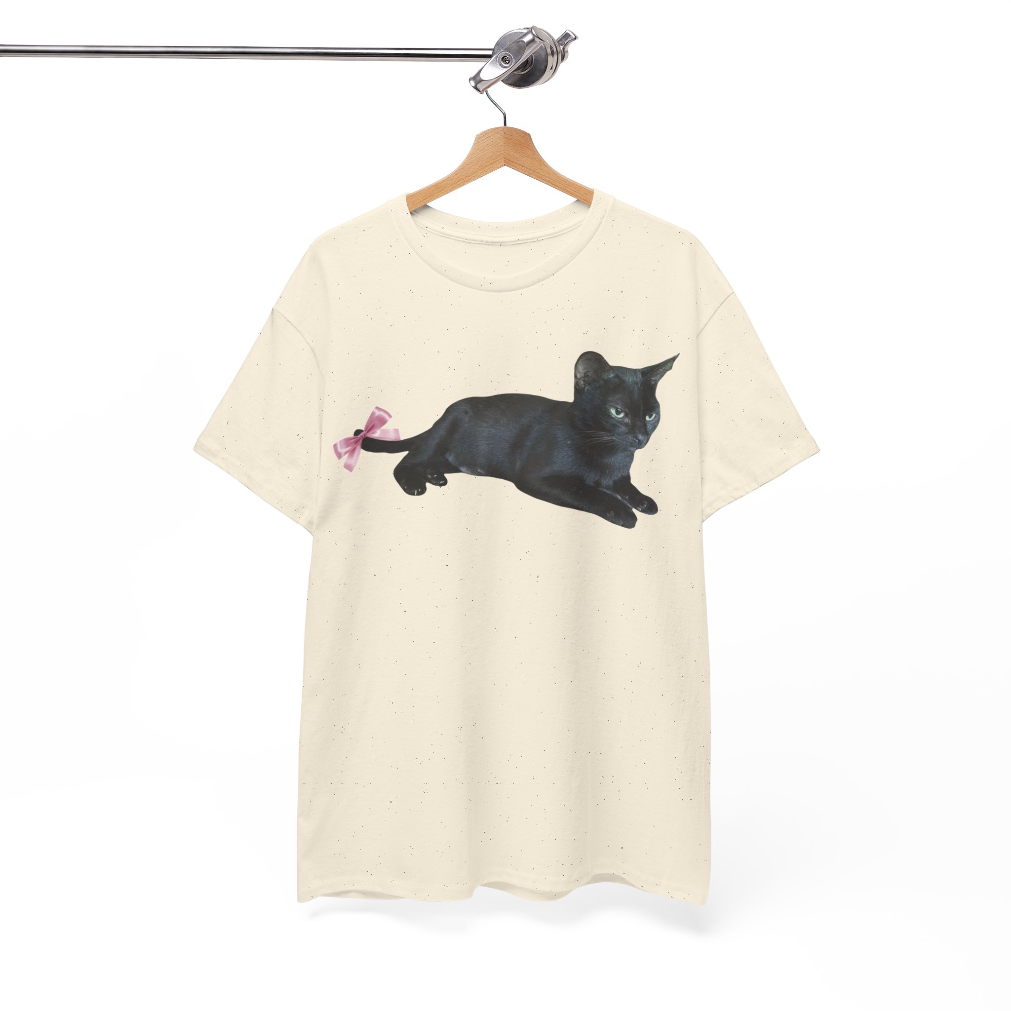 Black Cat with Pink Bow T-Shirt - Image 5