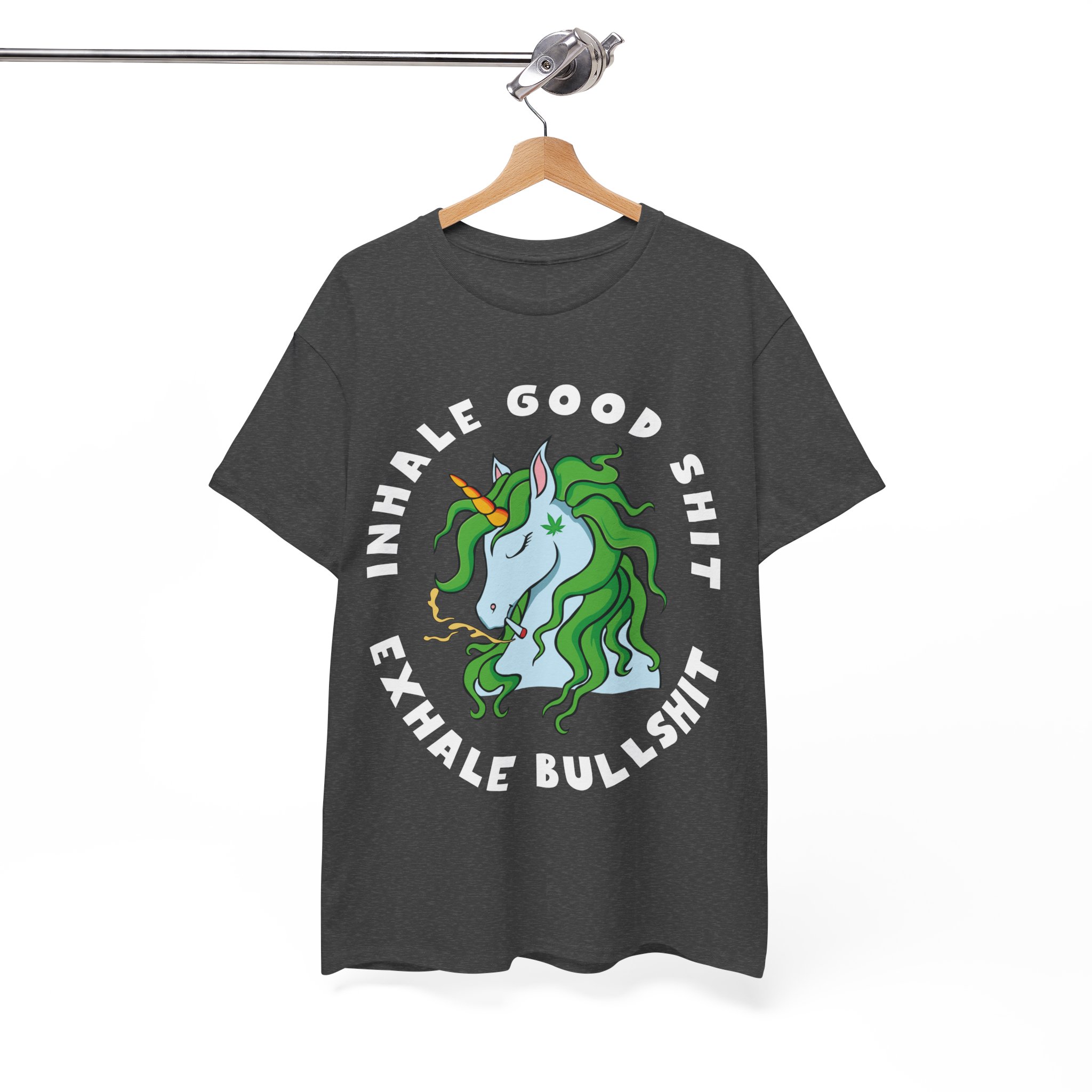 Inhale Good Shit, Exhale Bullshit Relaxation Unicorn Weed Shirt - Image 6