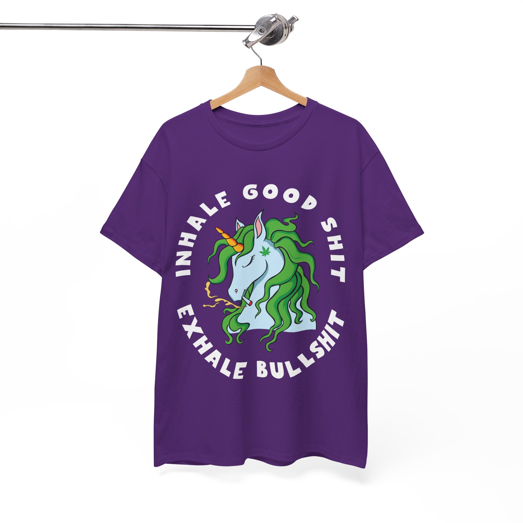 Inhale Good Shit, Exhale Bullshit Relaxation Unicorn Weed Shirt - Image 10