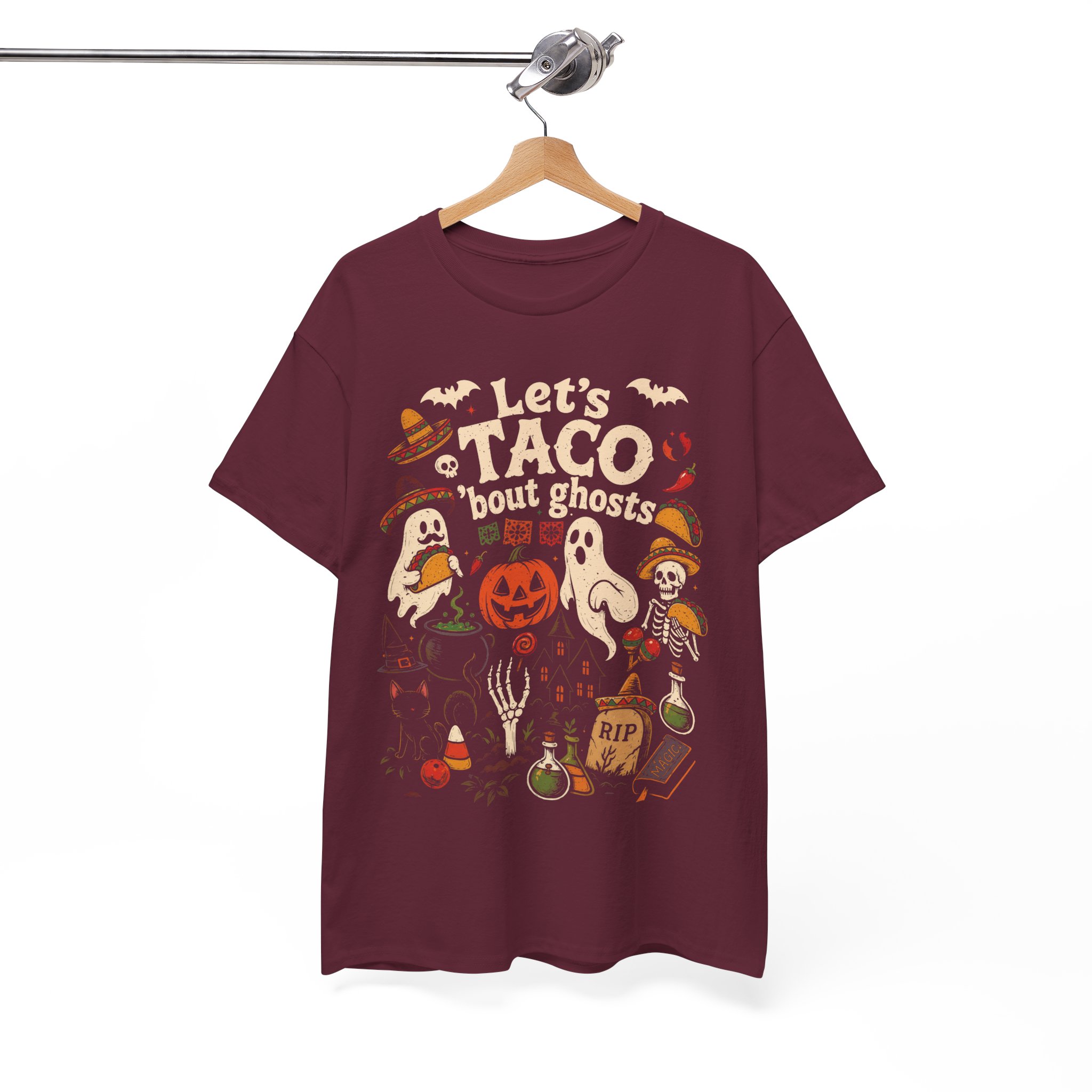 Let's Taco 'Bout Ghosts Halloween Shirt - Funny Taco Halloween Party Gift for Taco Lovers - Image 3