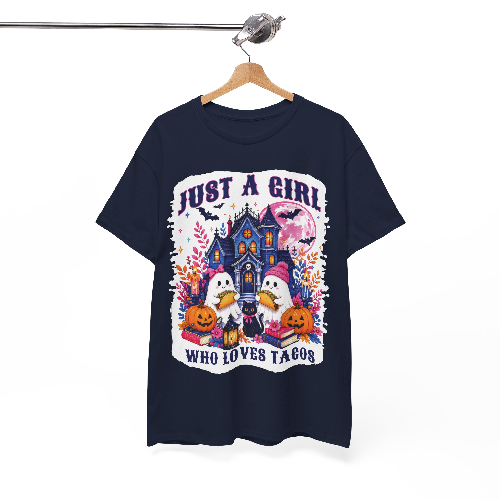 Just A Girl Who Loves Tacos Halloween Shirt - Cute Ghost Taco Halloween Costume T-Shirt - Image 10