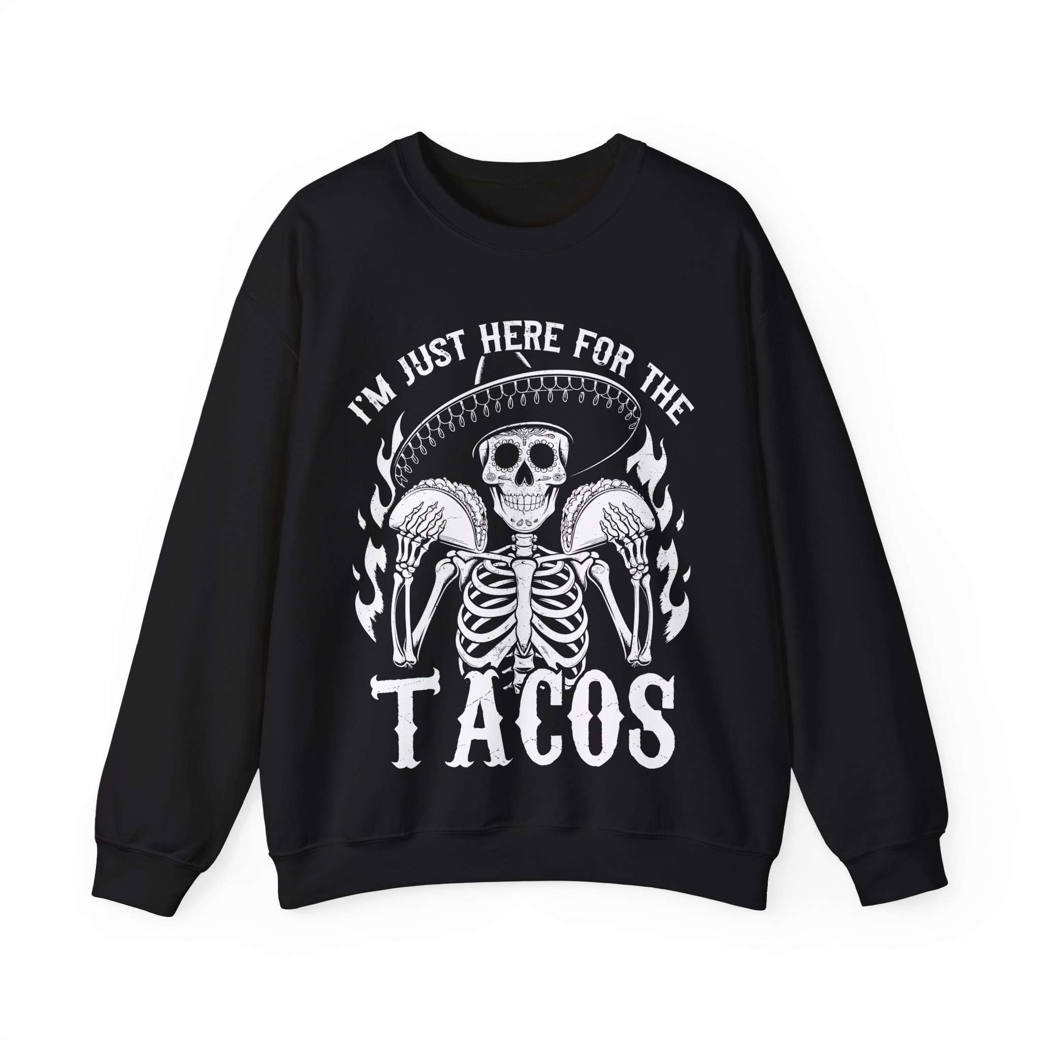 Funny Halloween Taco Shirt – I’m Just Here for the Tacos Skeleton Costume Sweatshirt