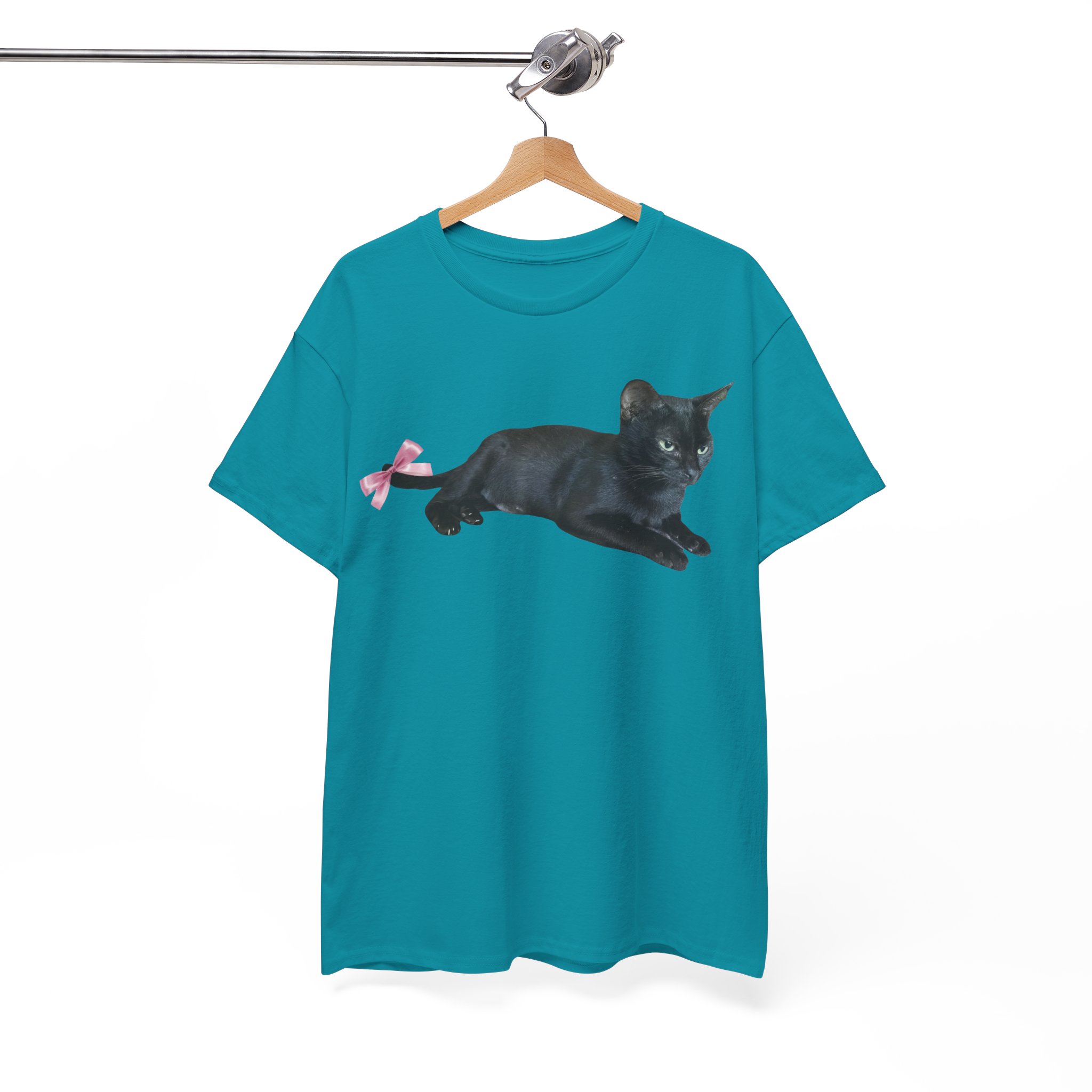 Black Cat with Pink Bow T-Shirt - Image 8