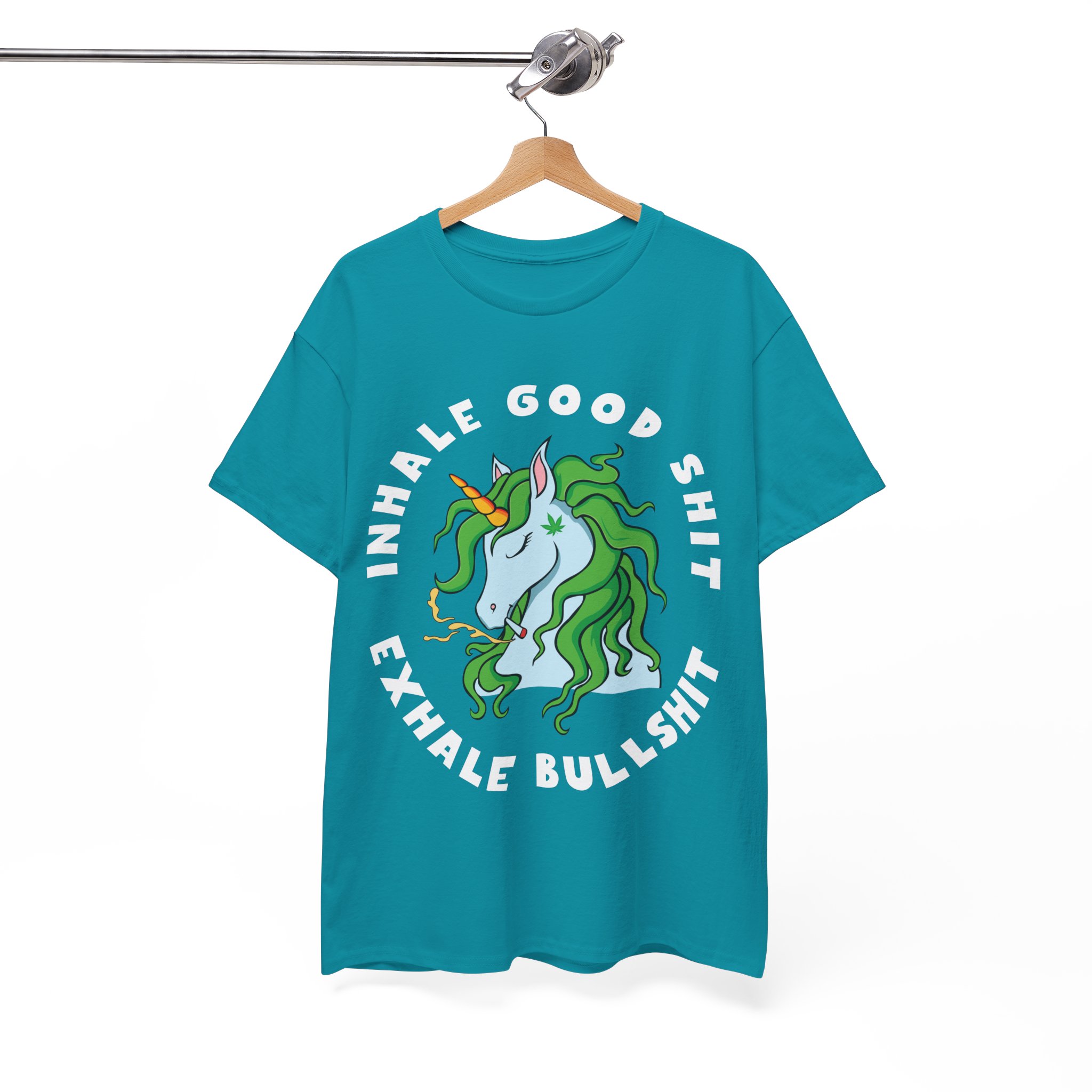 Inhale Good Shit, Exhale Bullshit Relaxation Unicorn Weed Shirt - Image 7