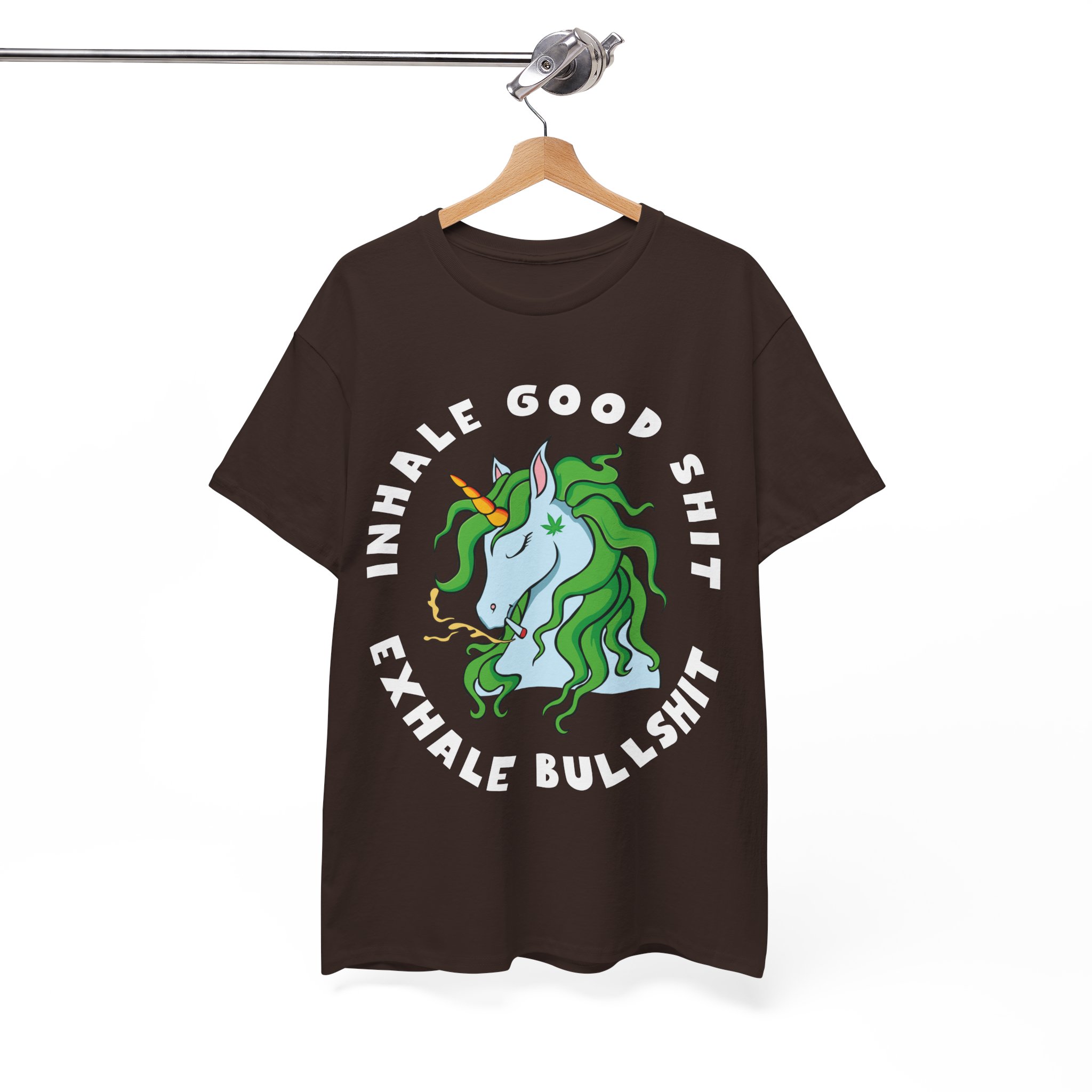 Inhale Good Shit, Exhale Bullshit Relaxation Unicorn Weed Shirt - Image 2