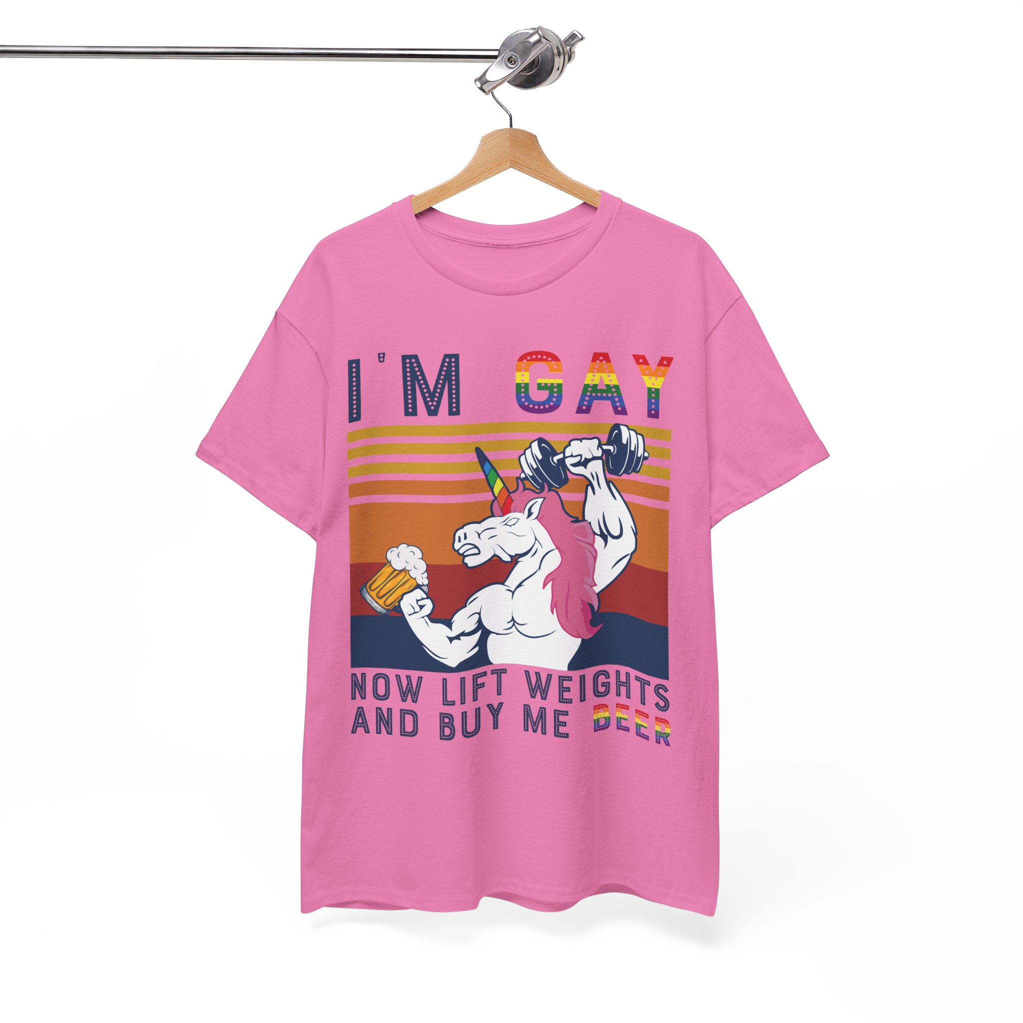 Now Lift Weights and Buy Me Beer - I'm Gay Funny Unicorn Tee LGBTQ+ Pride T‑Shirt - Image 12