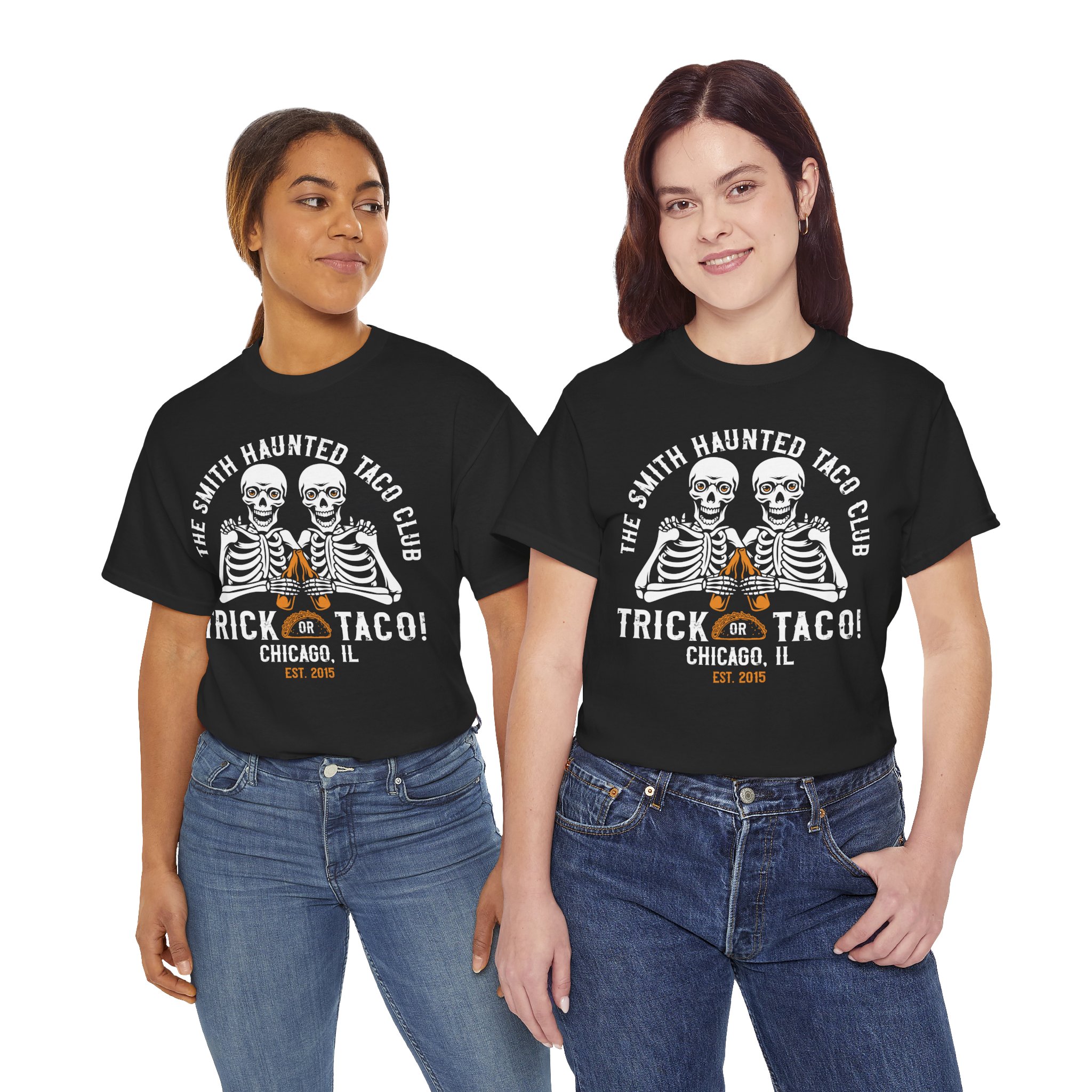 Personalized Halloween Taco & Beer Shirt - Trick or Taco Skeleton Tee, Custom Name, Location & Year - Image 2