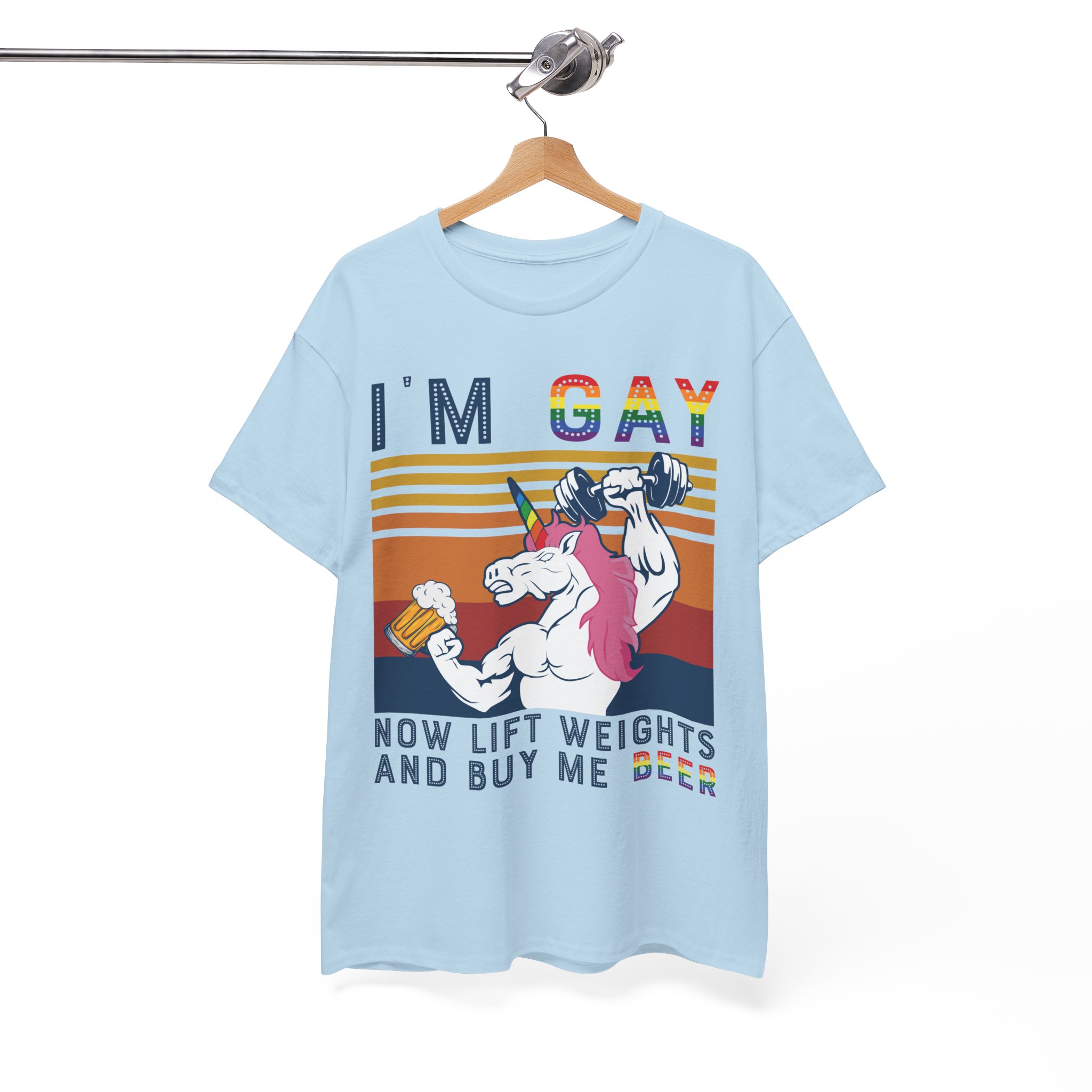 Now Lift Weights and Buy Me Beer - I'm Gay Funny Unicorn Tee LGBTQ+ Pride T‑Shirt - Image 10