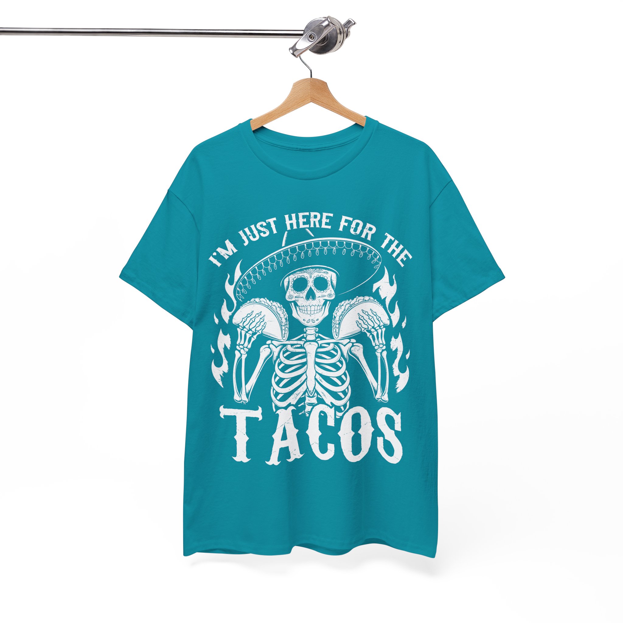 Funny Halloween Taco Shirt - I'm Just Here for the Tacos Skeleton Costume Shirt - Image 7