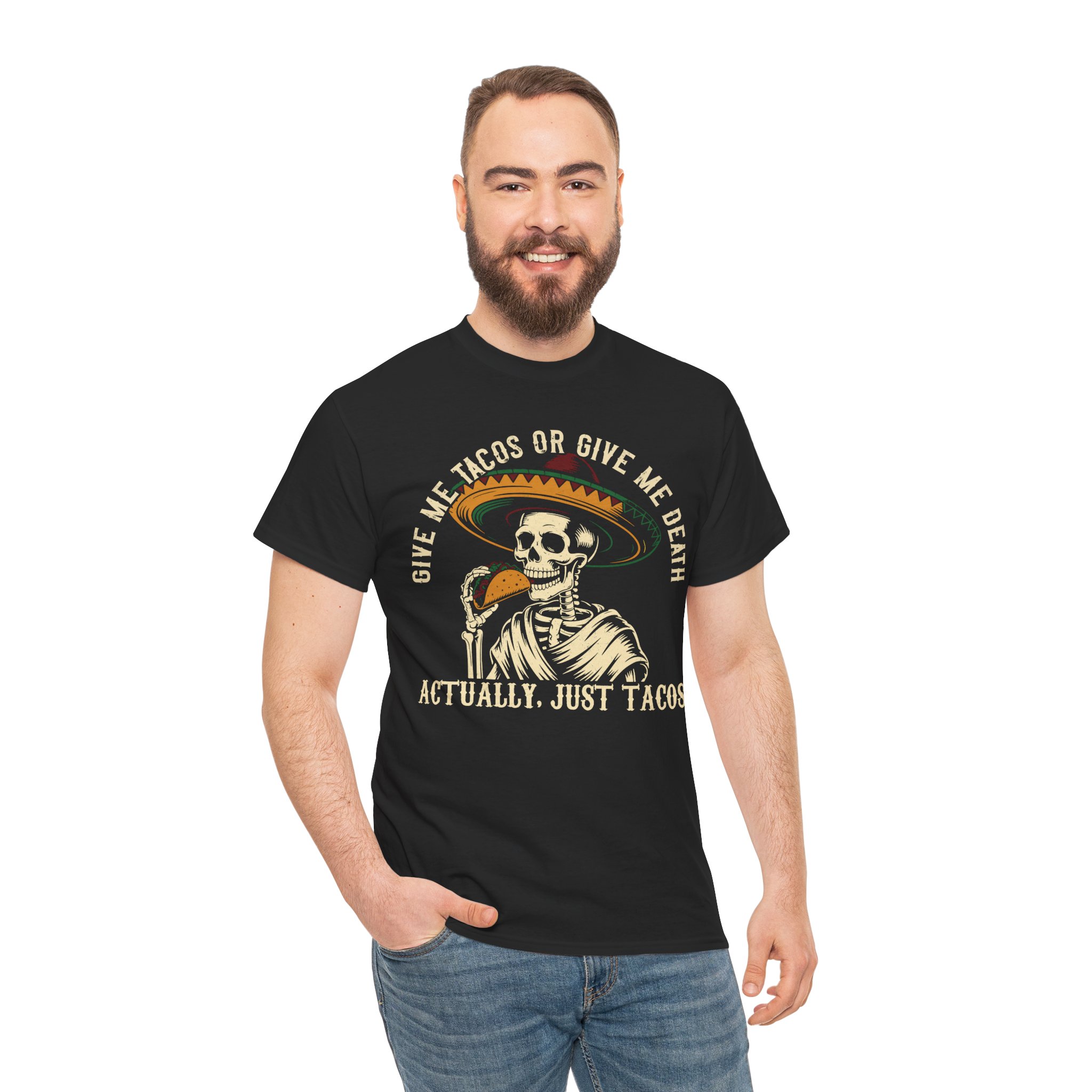 Funny Taco Halloween Costume Shirt - Give Me Tacos or Give Me Death Skeleton Tee - Image 4