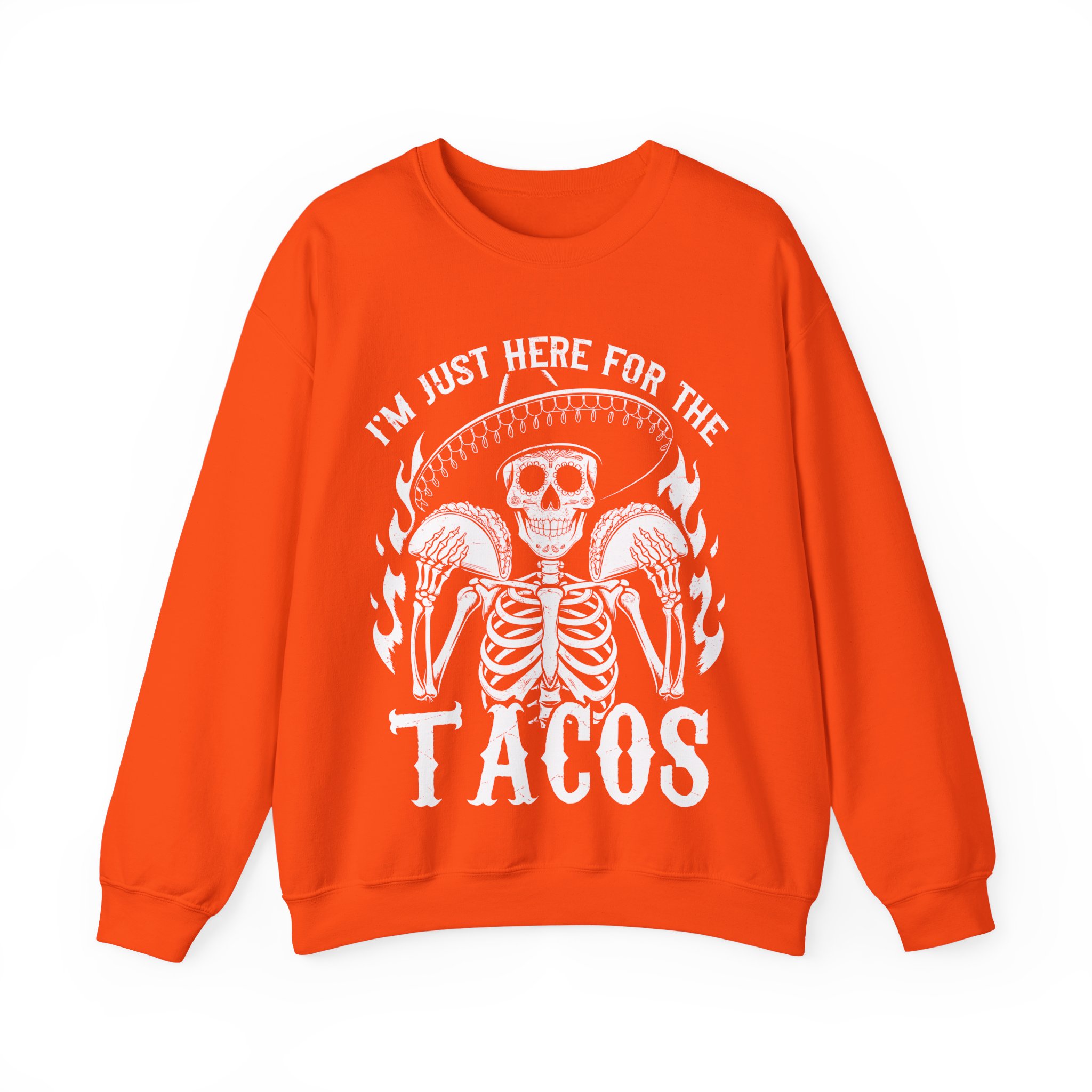 Funny Halloween Taco Shirt – I’m Just Here for the Tacos Skeleton Costume Sweatshirt - Image 4