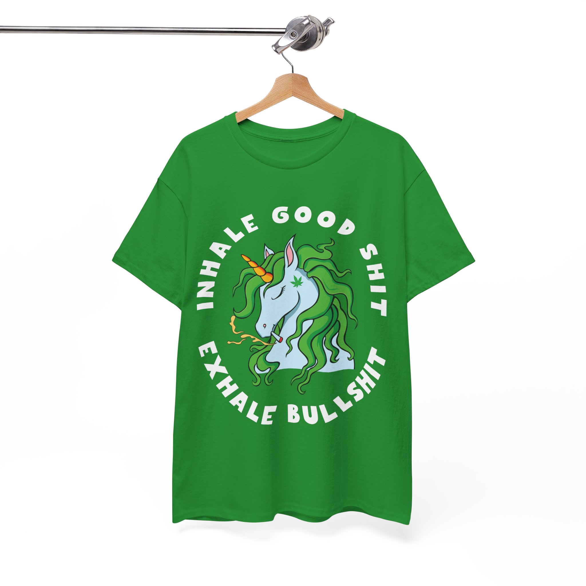 Inhale Good Shit, Exhale Bullshit Relaxation Unicorn Weed Shirt - Image 5