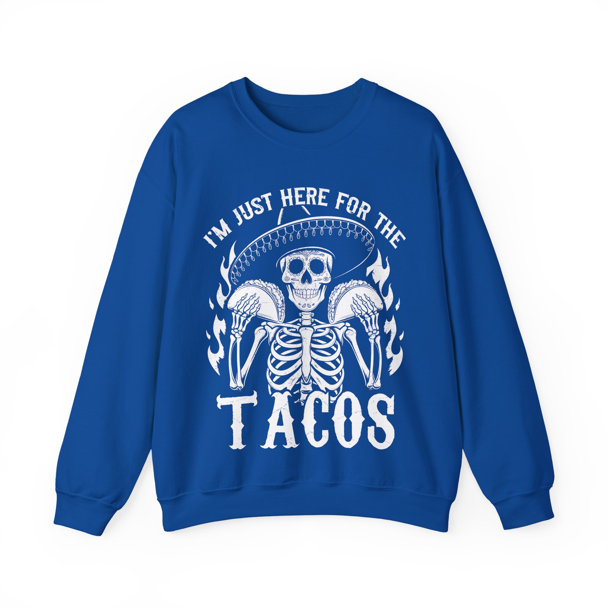 Funny Halloween Taco Shirt – I’m Just Here for the Tacos Skeleton Costume Sweatshirt - Image 10
