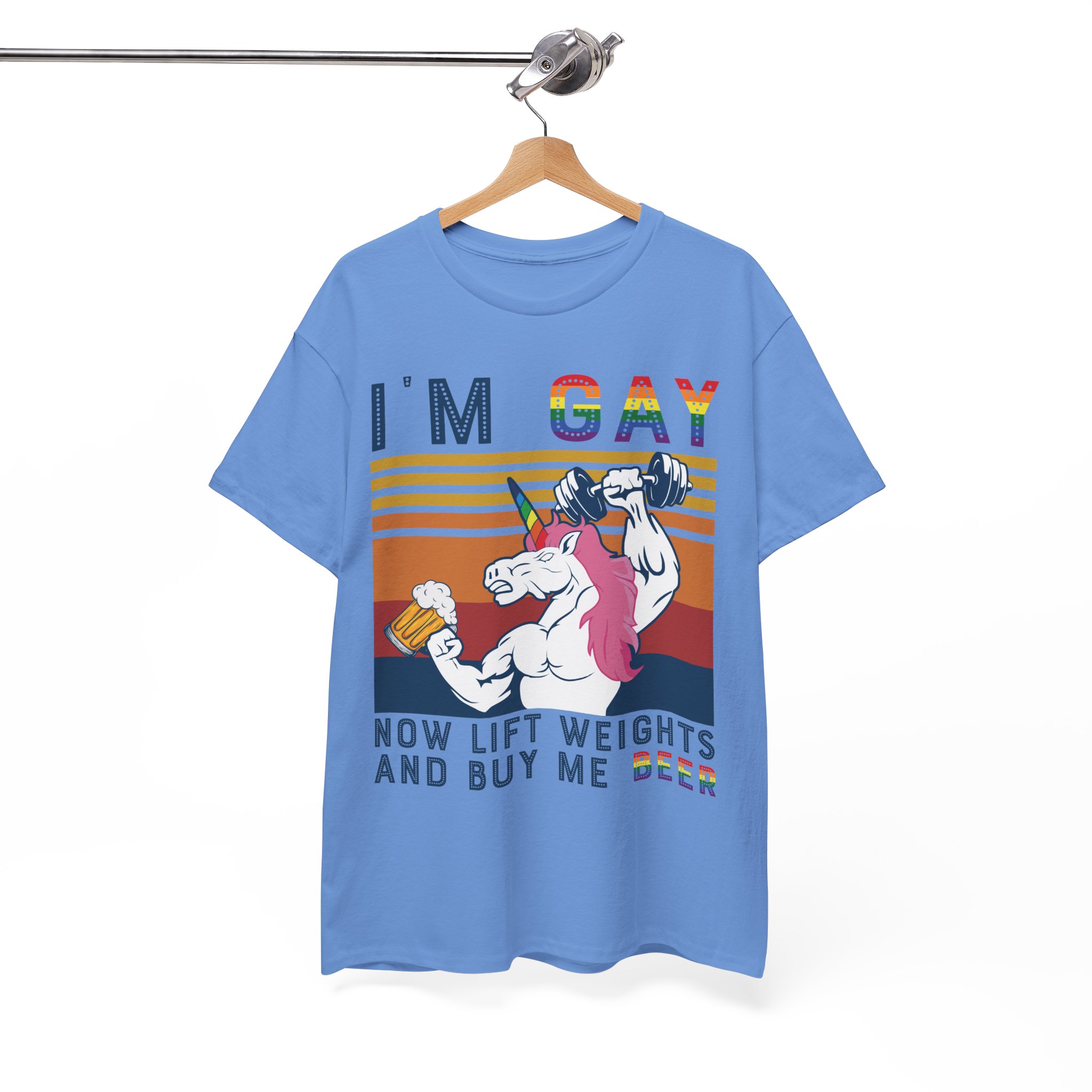 Now Lift Weights and Buy Me Beer - I'm Gay Funny Unicorn Tee LGBTQ+ Pride T‑Shirt - Image 11