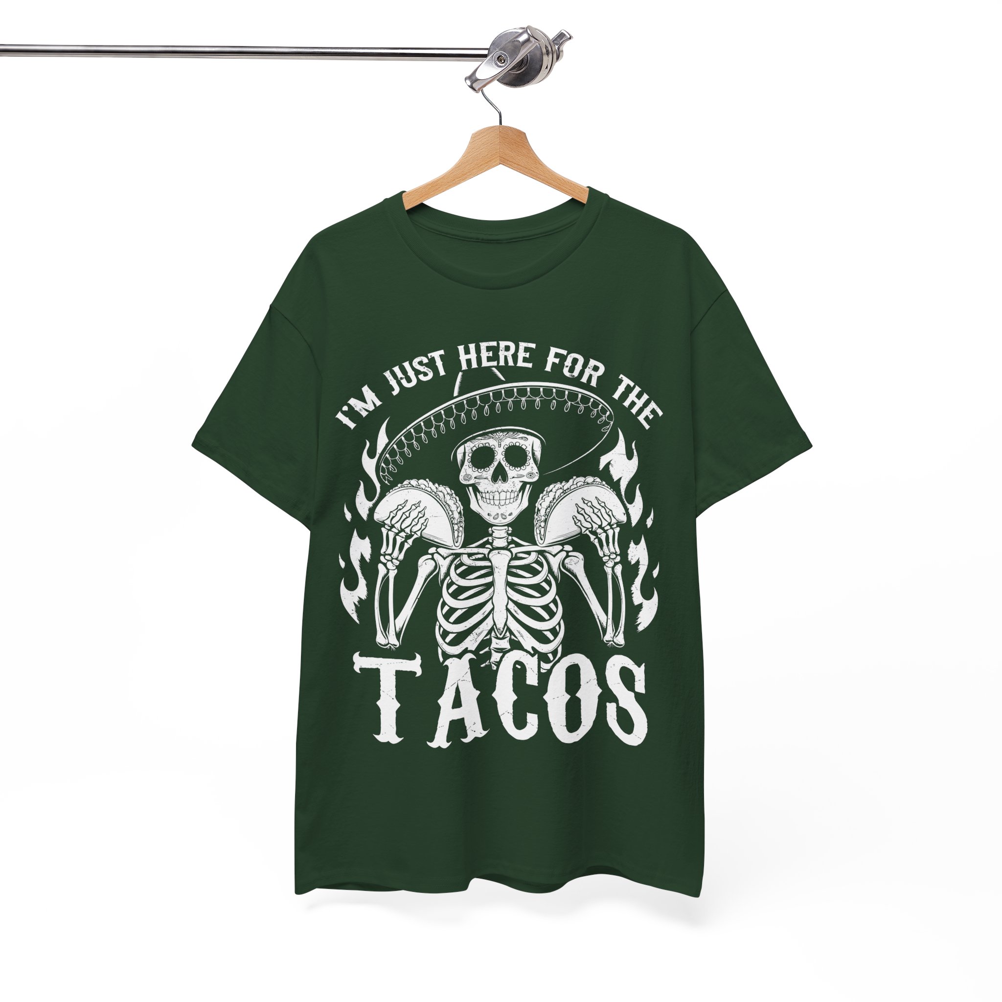 Funny Halloween Taco Shirt - I'm Just Here for the Tacos Skeleton Costume Shirt - Image 5