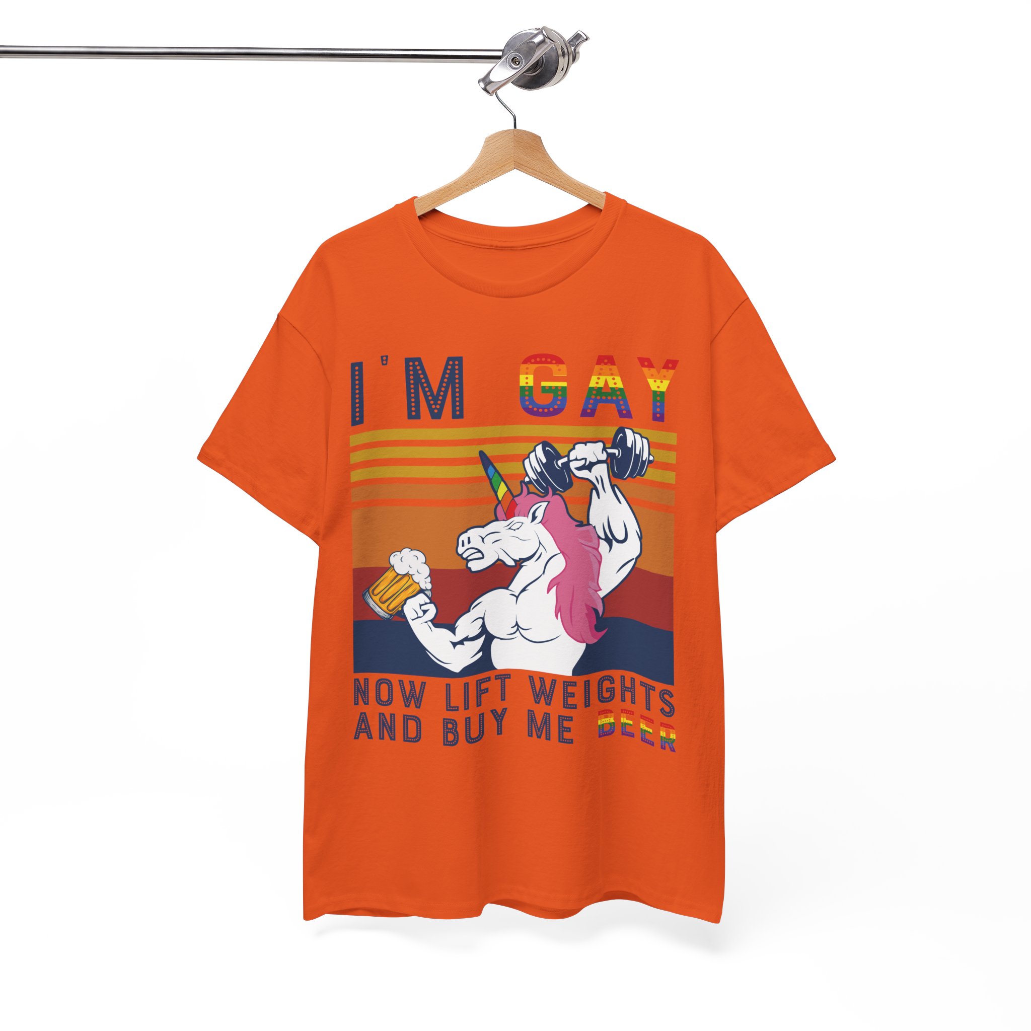 Now Lift Weights and Buy Me Beer - I'm Gay Funny Unicorn Tee LGBTQ+ Pride T‑Shirt - Image 7