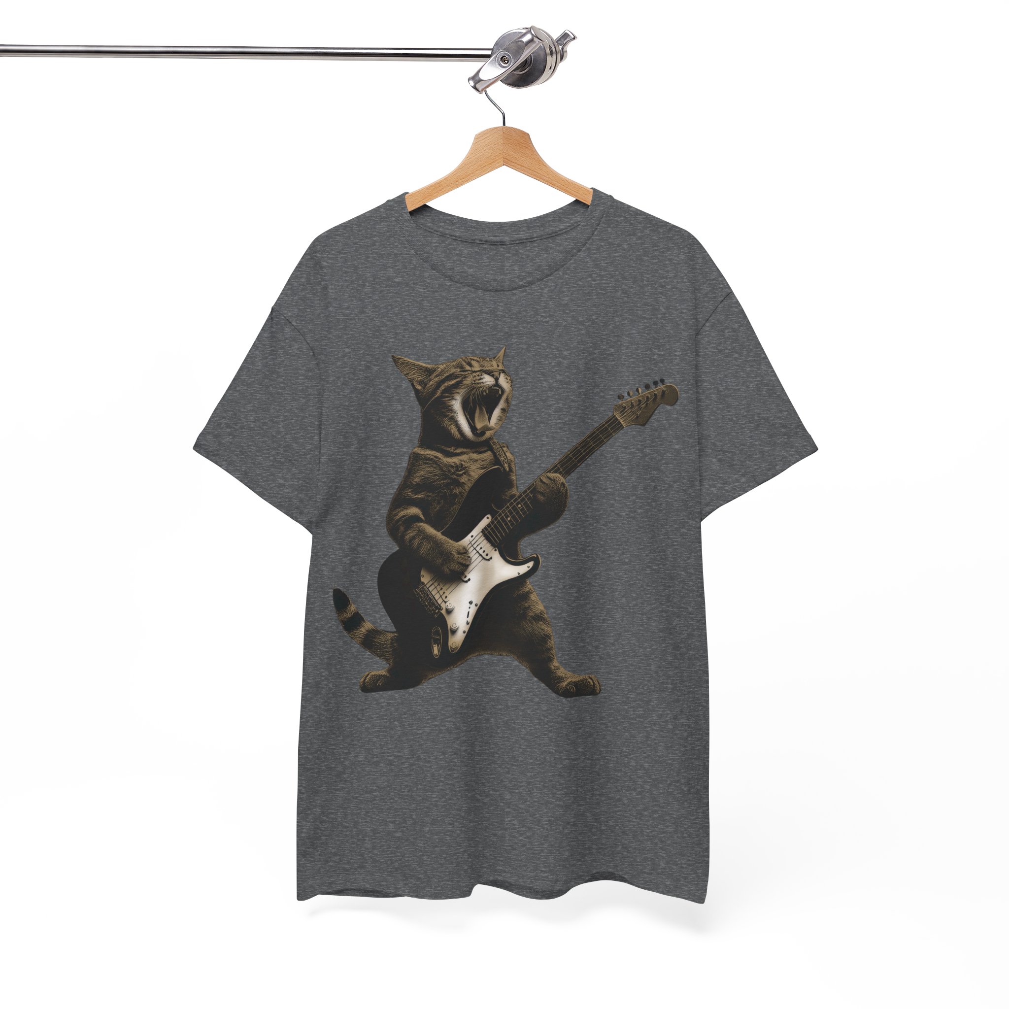 Rockstar Cat Playing Guitar T-Shirt - Image 9