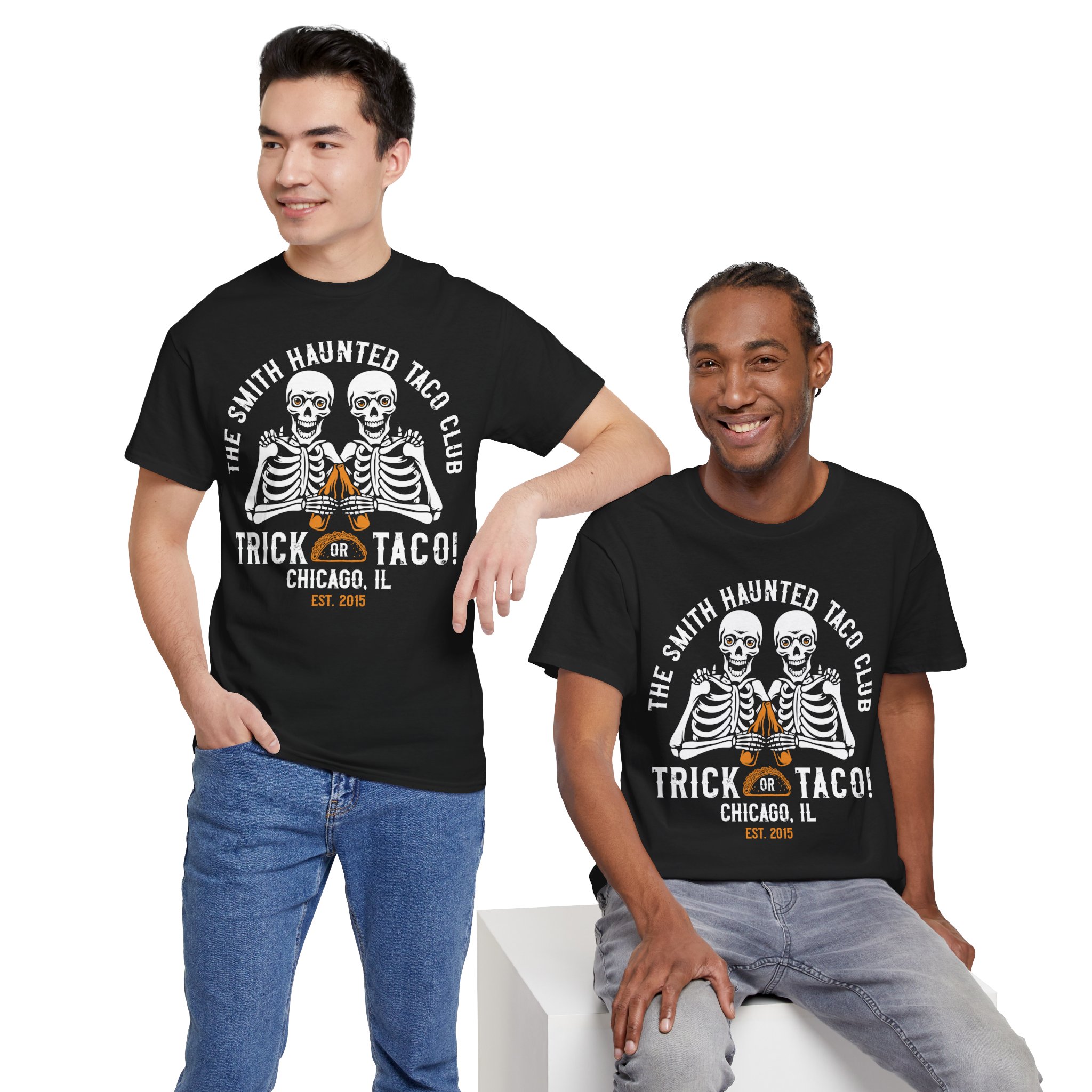 Personalized Halloween Taco & Beer Shirt - Trick or Taco Skeleton Tee, Custom Name, Location & Year - Image 3