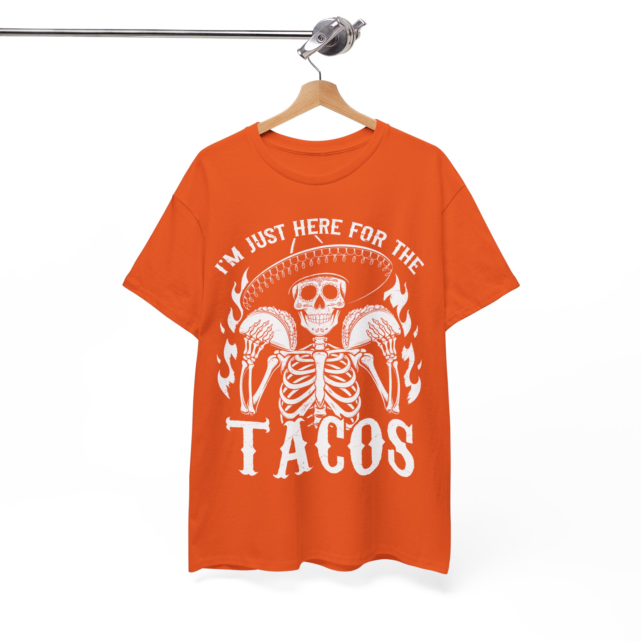 Funny Halloween Taco Shirt - I'm Just Here for the Tacos Skeleton Costume Shirt - Image 2