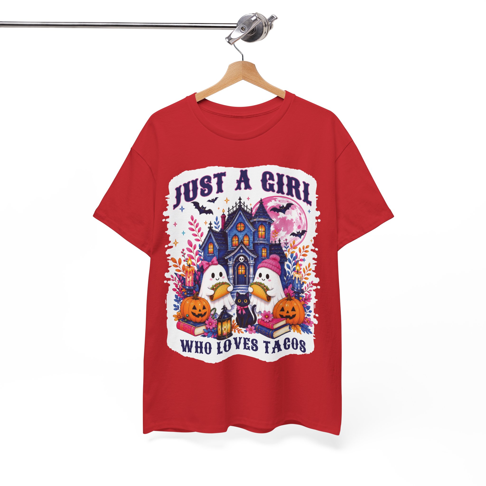 Just A Girl Who Loves Tacos Halloween Shirt - Cute Ghost Taco Halloween Costume T-Shirt - Image 12
