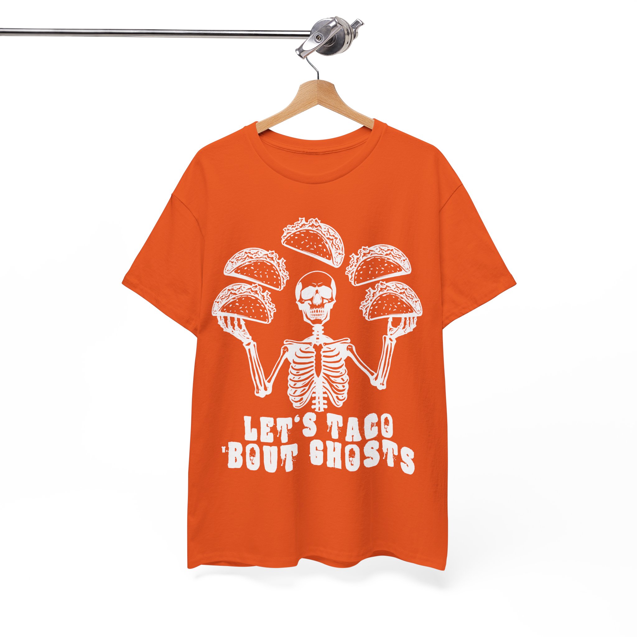 Let's Taco 'Bout Ghosts Tee - Funny Halloween Costume Taco Shirt Skeleton Costume Halloween Party Shirt - Image 2