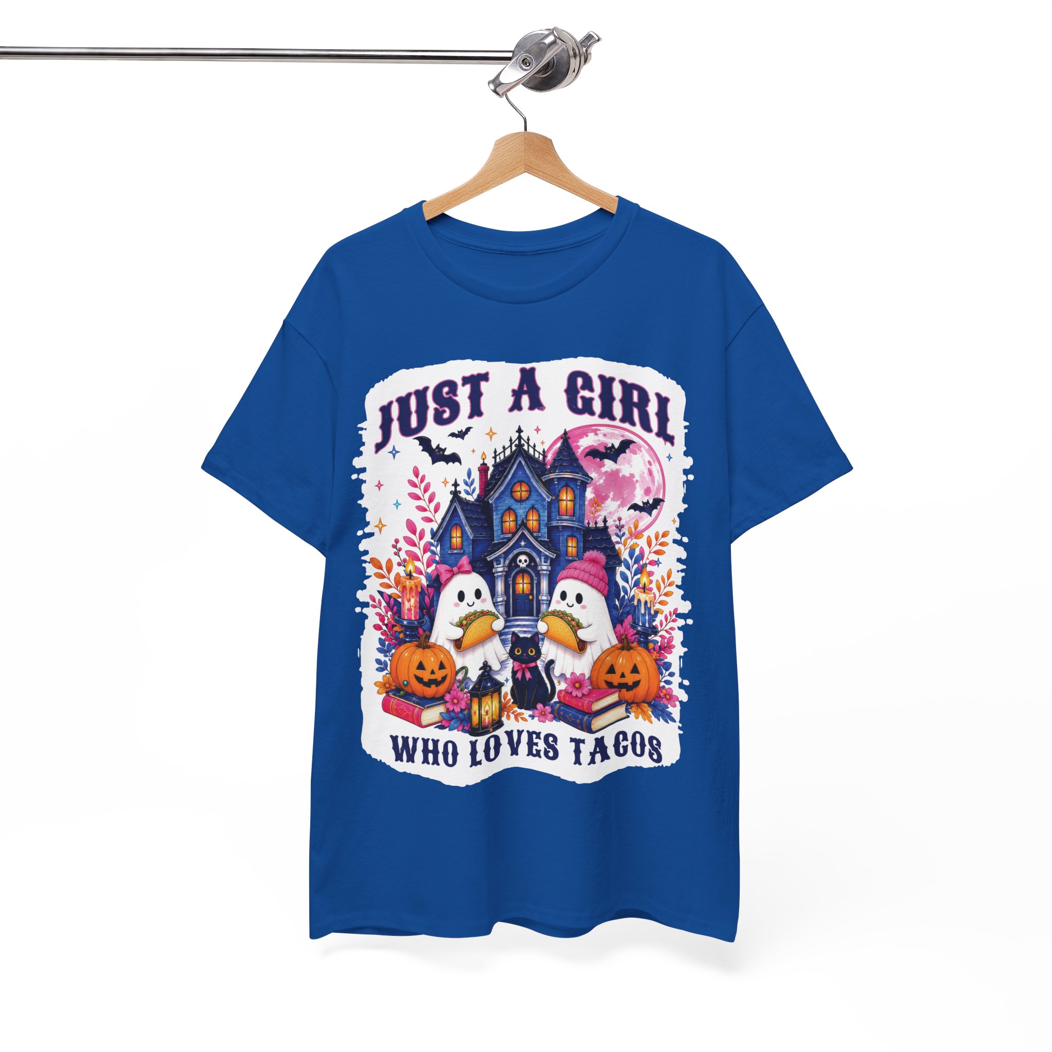 Just A Girl Who Loves Tacos Halloween Shirt - Cute Ghost Taco Halloween Costume T-Shirt - Image 9