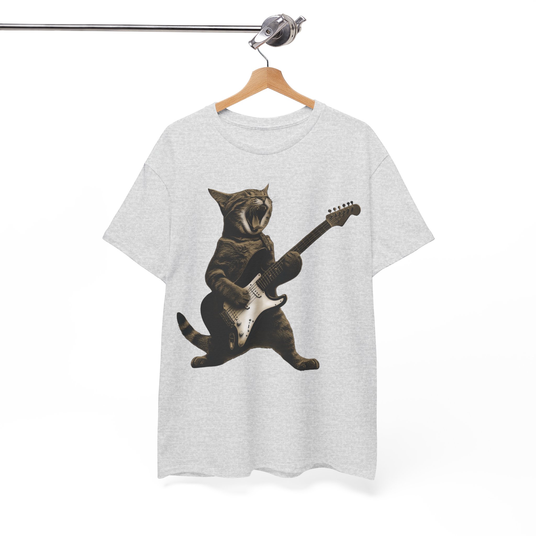 Rockstar Cat Playing Guitar T-Shirt - Image 2