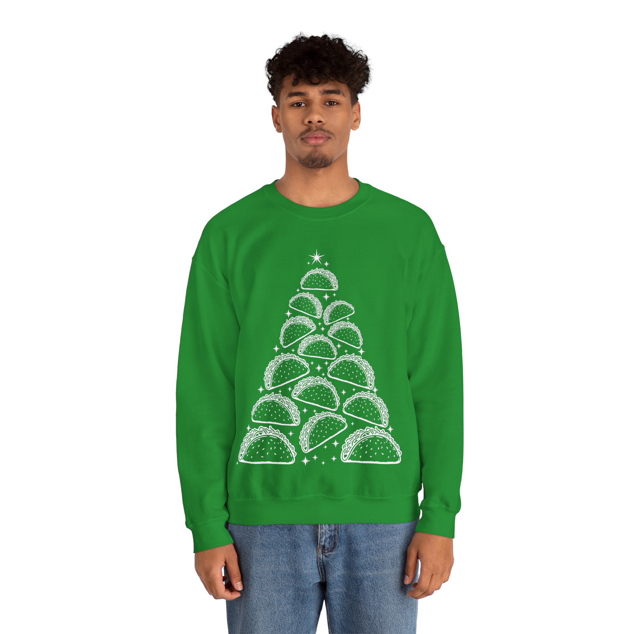 Funny Christmas Taco Sweatshirt – Taco Christmas Tree Sweatshirt – Christmas Gift for Taco Lovers - Image 3