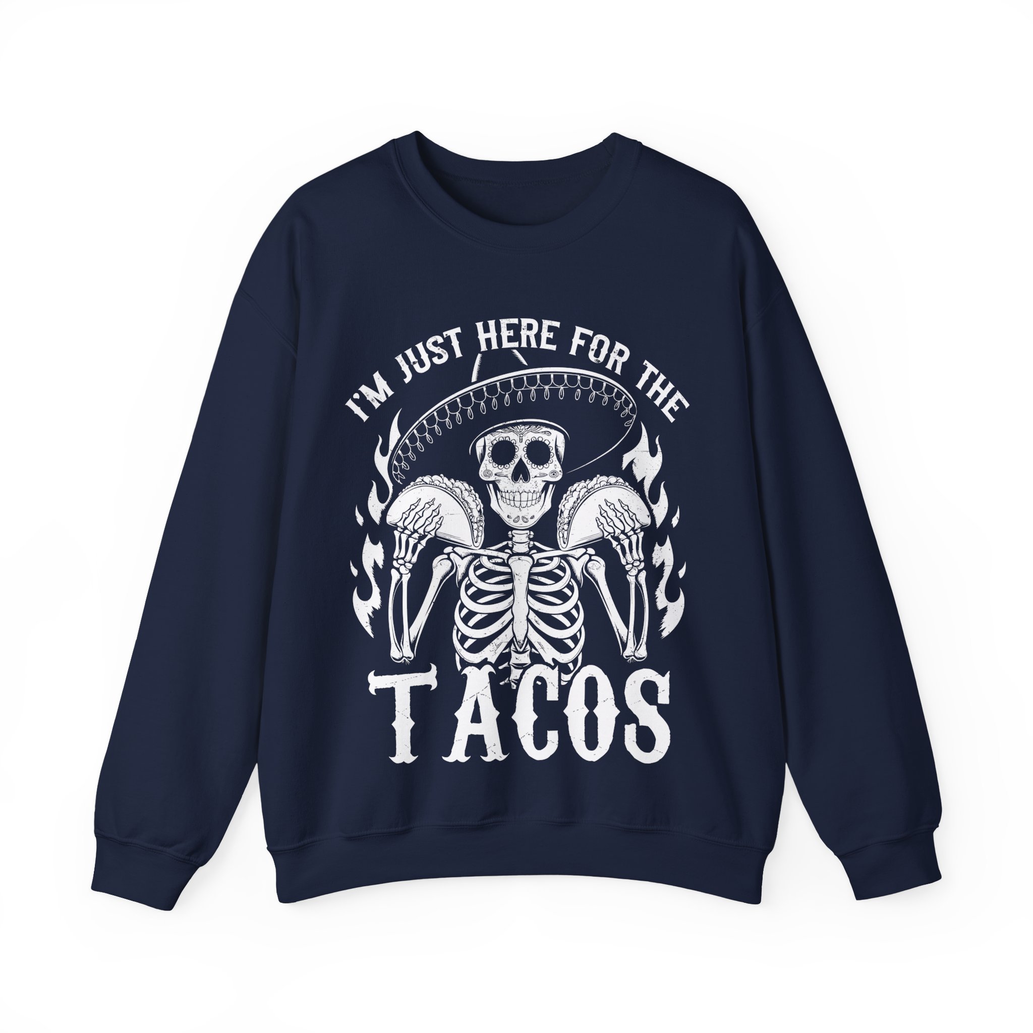 Funny Halloween Taco Shirt – I’m Just Here for the Tacos Skeleton Costume Sweatshirt - Image 11