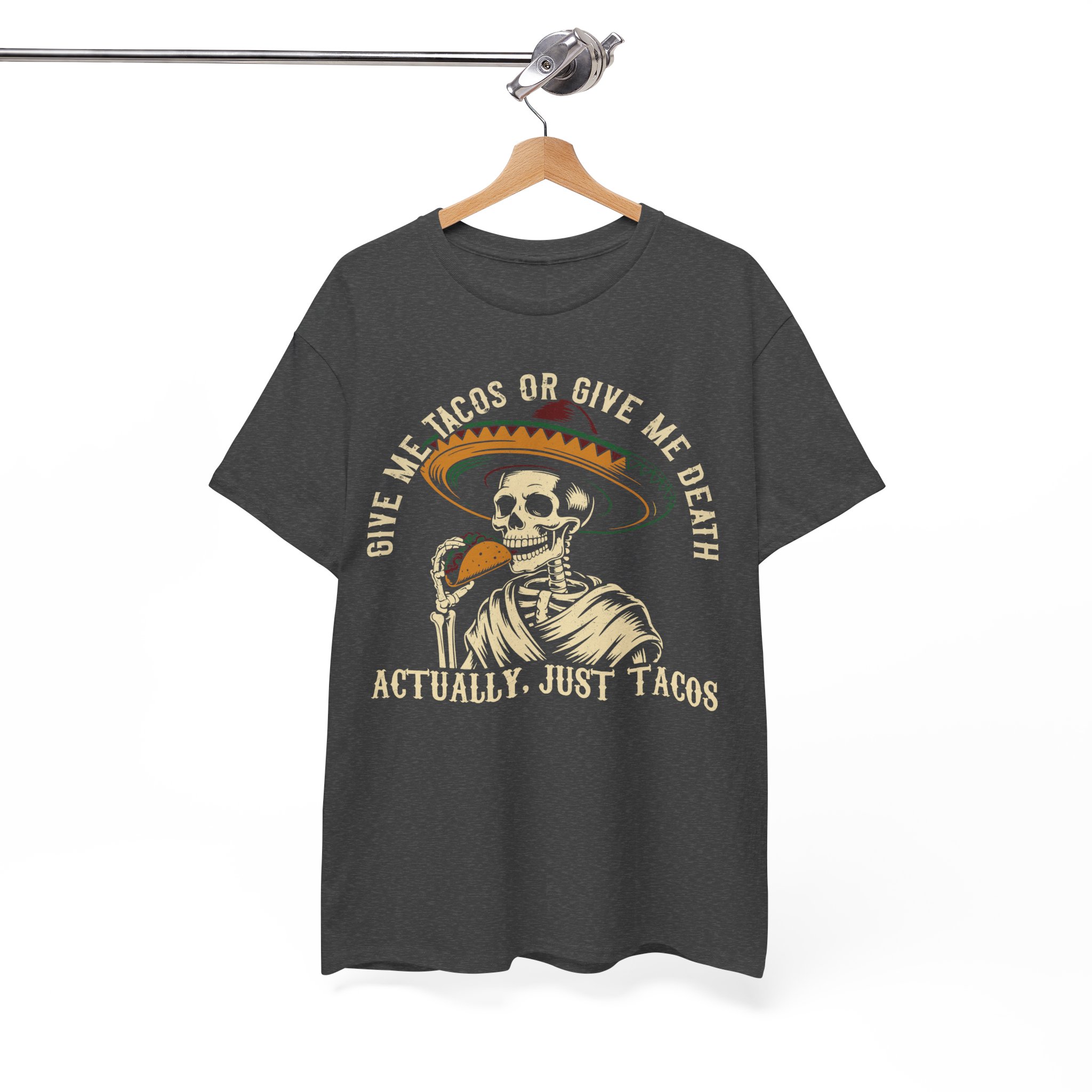 Funny Taco Halloween Costume Shirt - Give Me Tacos or Give Me Death Skeleton Tee - Image 9