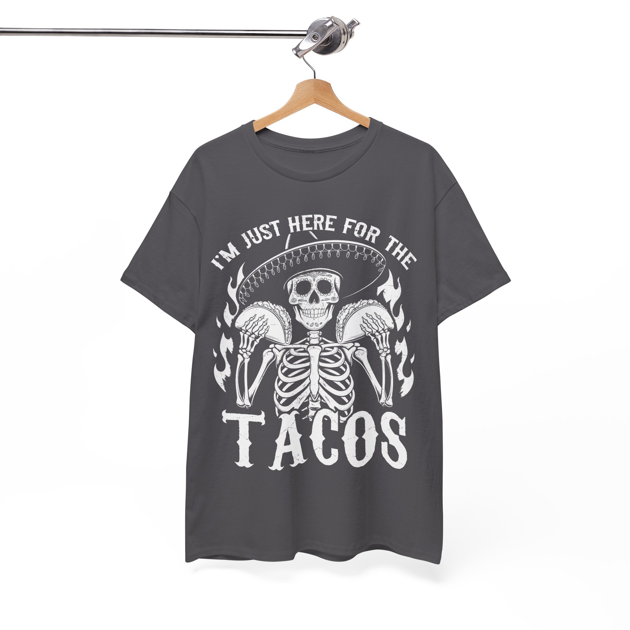 Funny Halloween Taco Shirt - I'm Just Here for the Tacos Skeleton Costume Shirt - Image 8