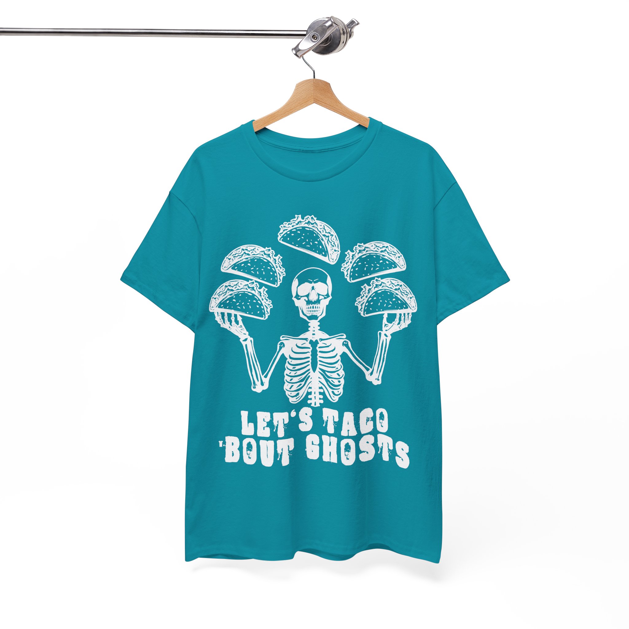 Let's Taco 'Bout Ghosts Tee - Funny Halloween Costume Taco Shirt Skeleton Costume Halloween Party Shirt - Image 7
