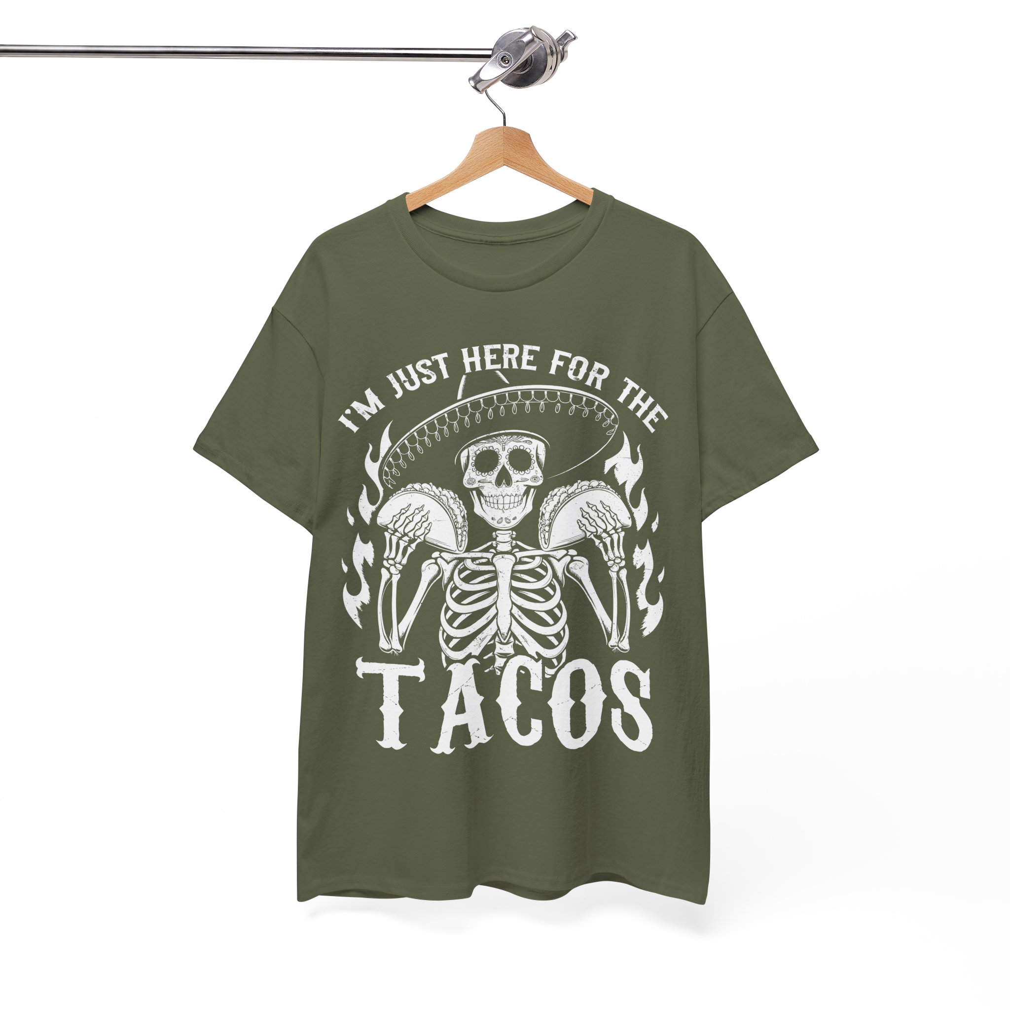 Funny Halloween Taco Shirt - I'm Just Here for the Tacos Skeleton Costume Shirt - Image 4
