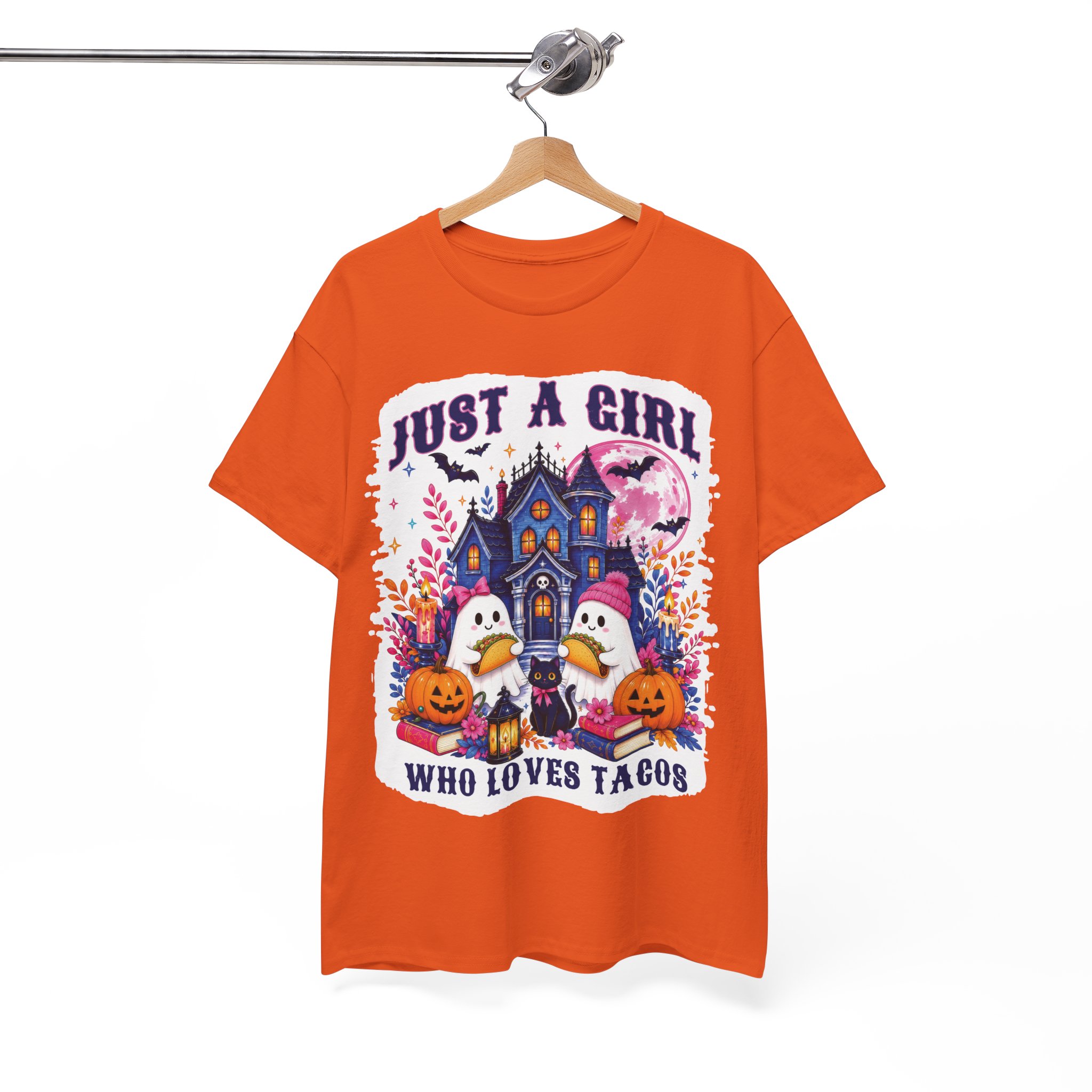 Just A Girl Who Loves Tacos Halloween Shirt - Cute Ghost Taco Halloween Costume T-Shirt