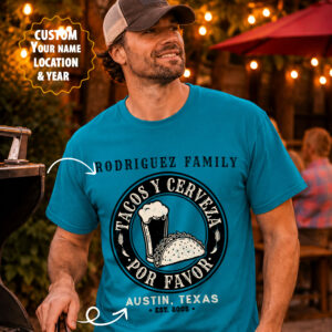 Personalized Taco & Beer Family Shirt with Custom Name, Year & Location