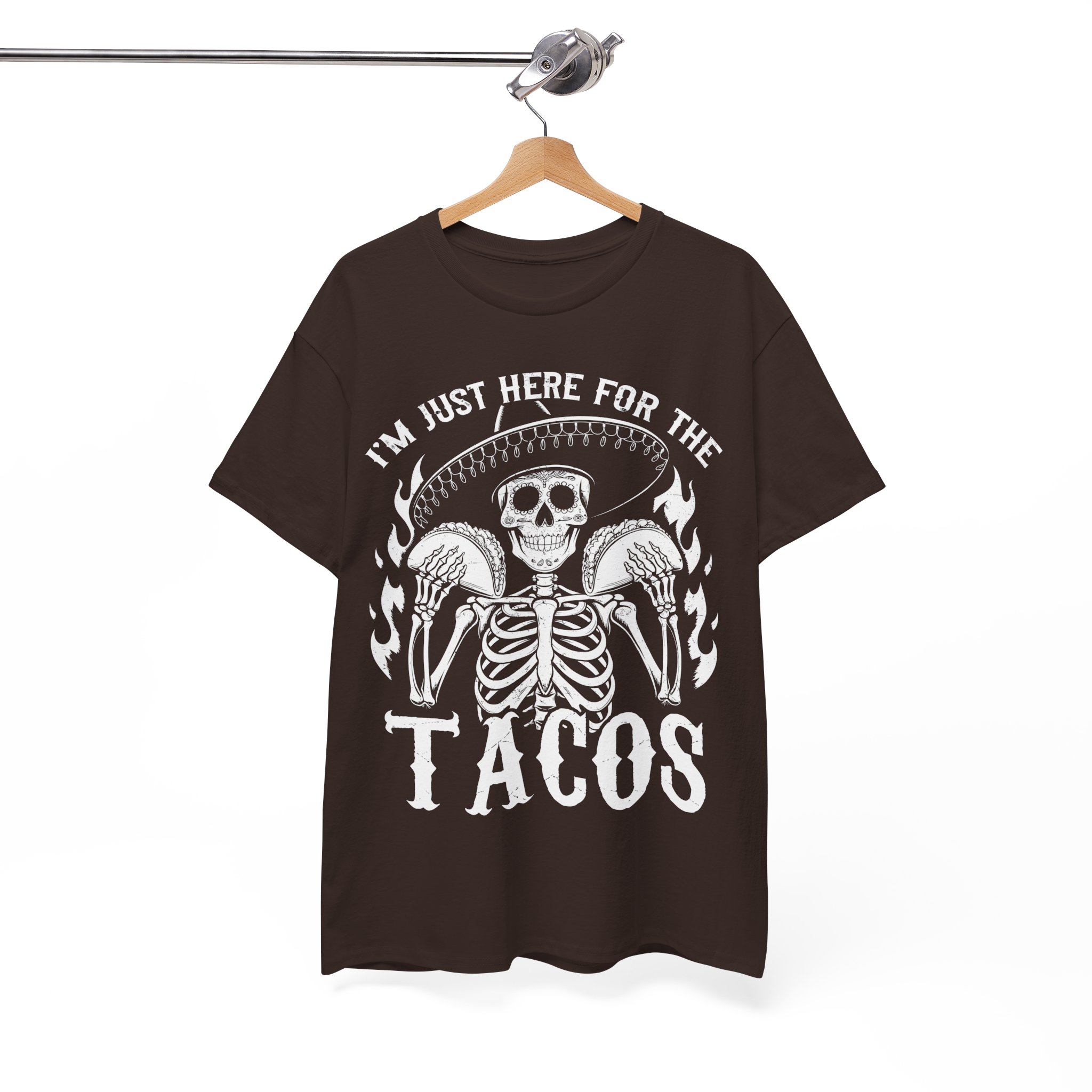 Funny Halloween Taco Shirt - I'm Just Here for the Tacos Skeleton Costume Shirt - Image 3