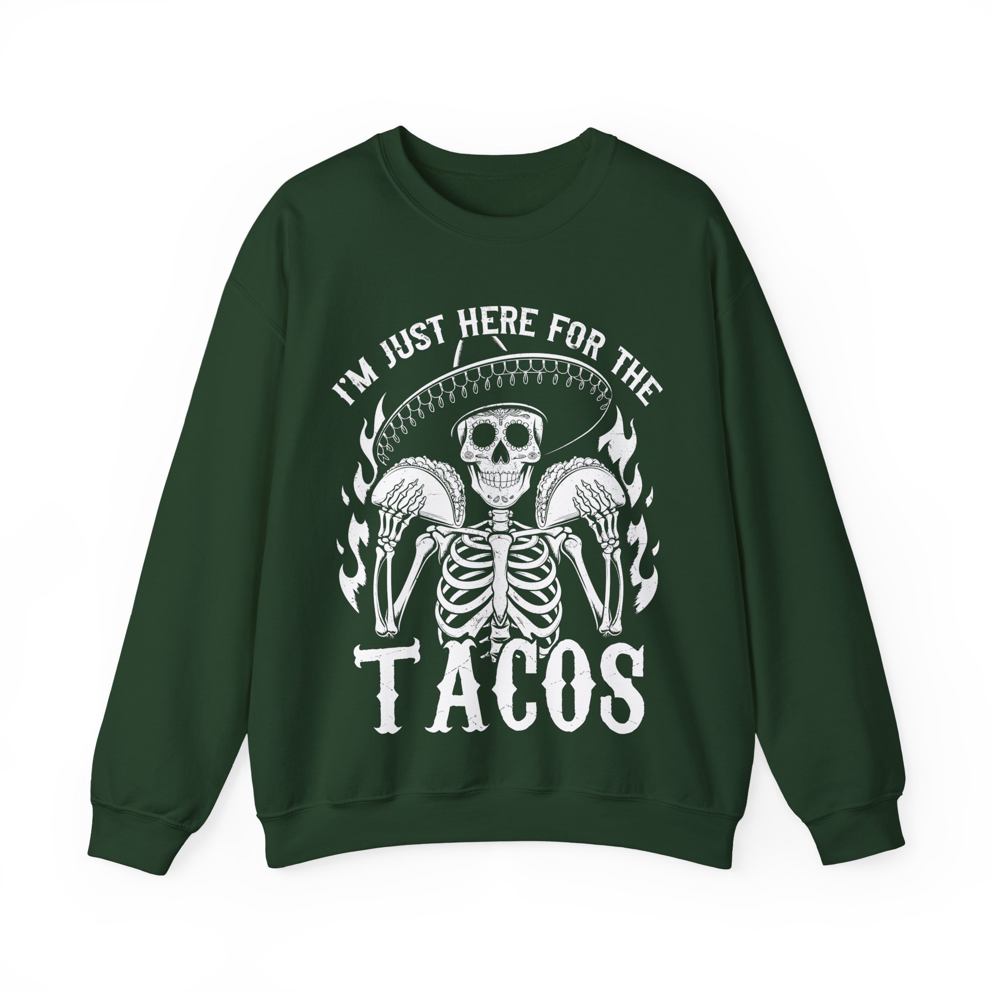 Funny Halloween Taco Shirt – I’m Just Here for the Tacos Skeleton Costume Sweatshirt - Image 7