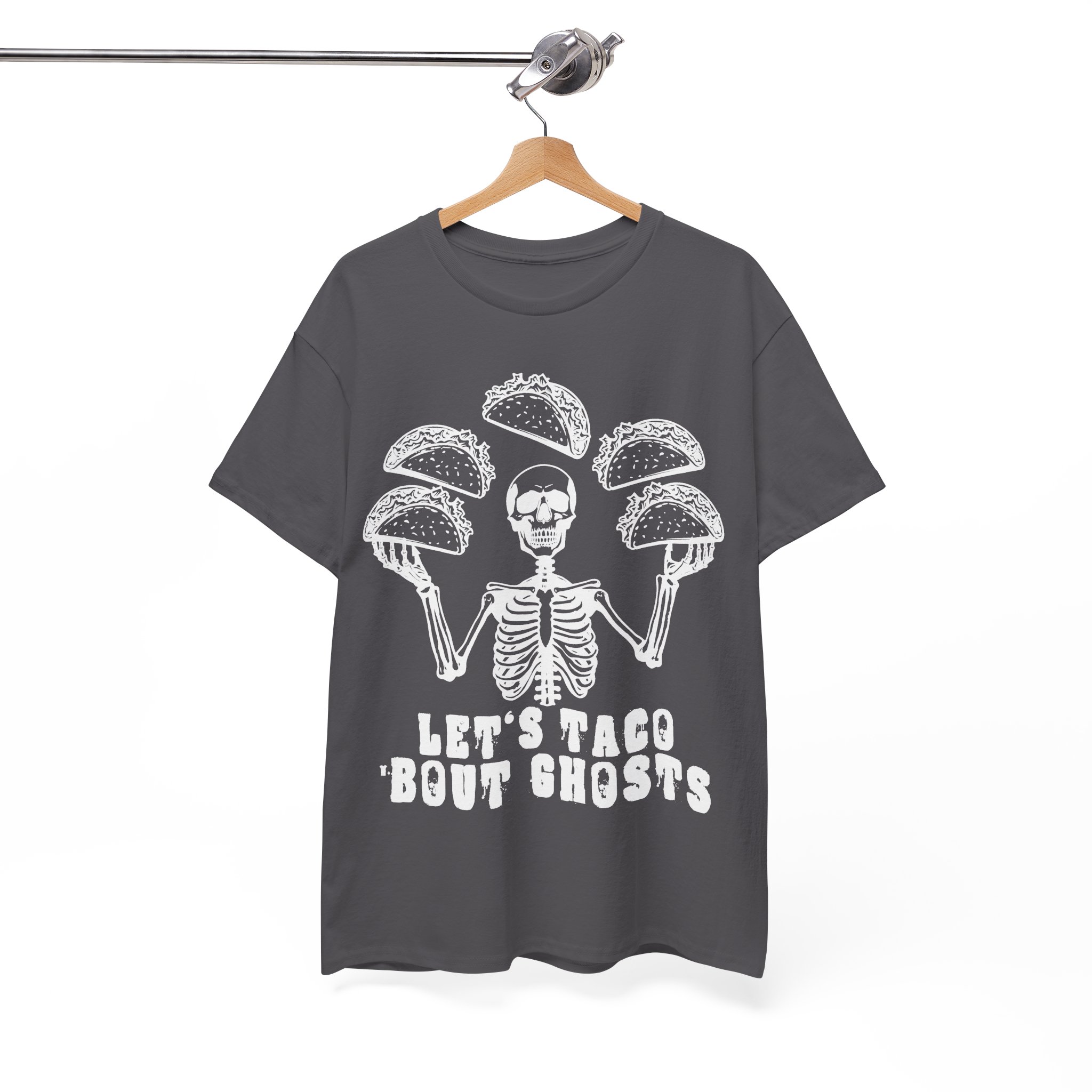 Let's Taco 'Bout Ghosts Tee - Funny Halloween Costume Taco Shirt Skeleton Costume Halloween Party Shirt - Image 8