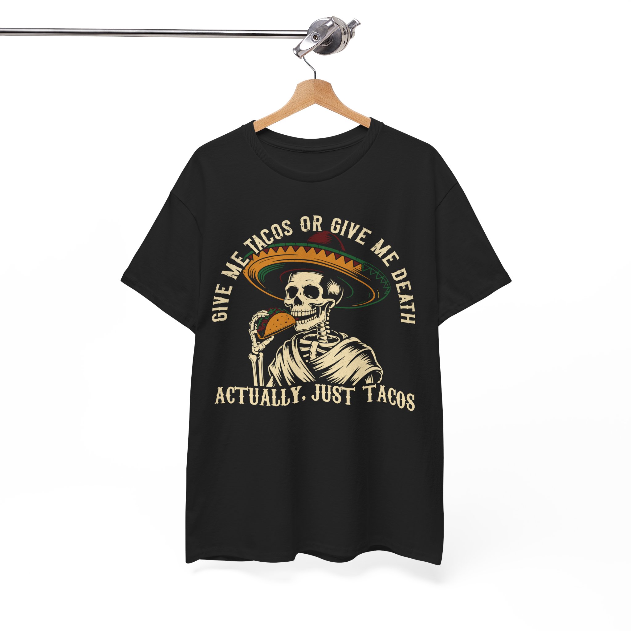 Funny Taco Halloween Costume Shirt - Give Me Tacos or Give Me Death Skeleton Tee