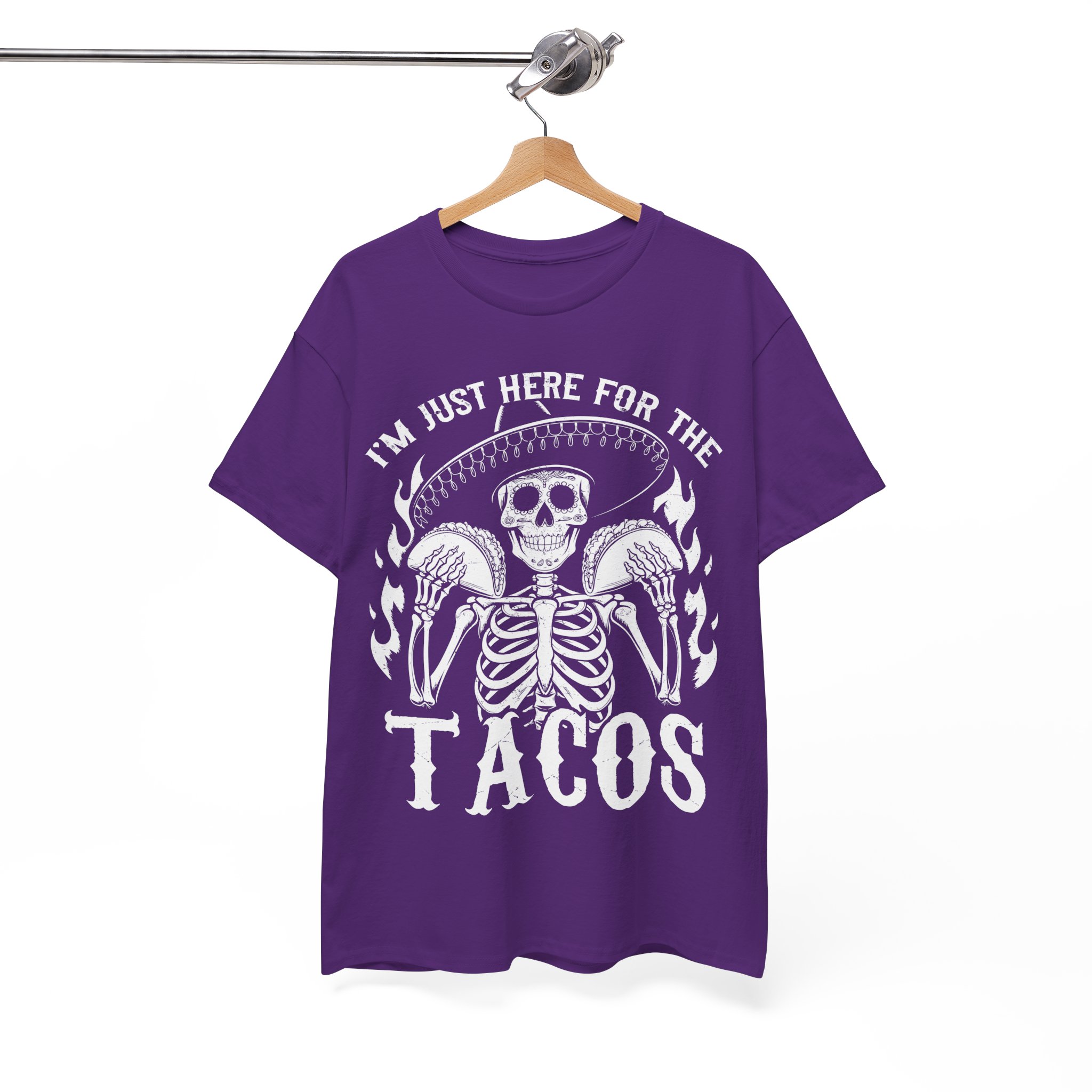Funny Halloween Taco Shirt - I'm Just Here for the Tacos Skeleton Costume Shirt - Image 11