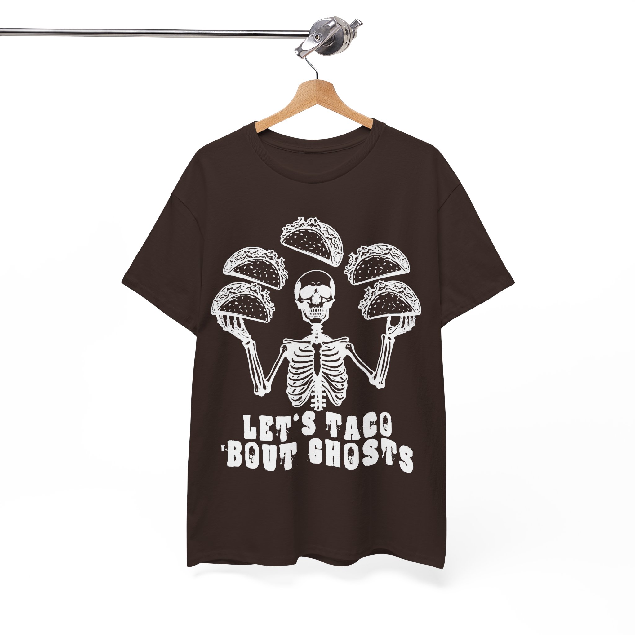 Let's Taco 'Bout Ghosts Tee - Funny Halloween Costume Taco Shirt Skeleton Costume Halloween Party Shirt - Image 4