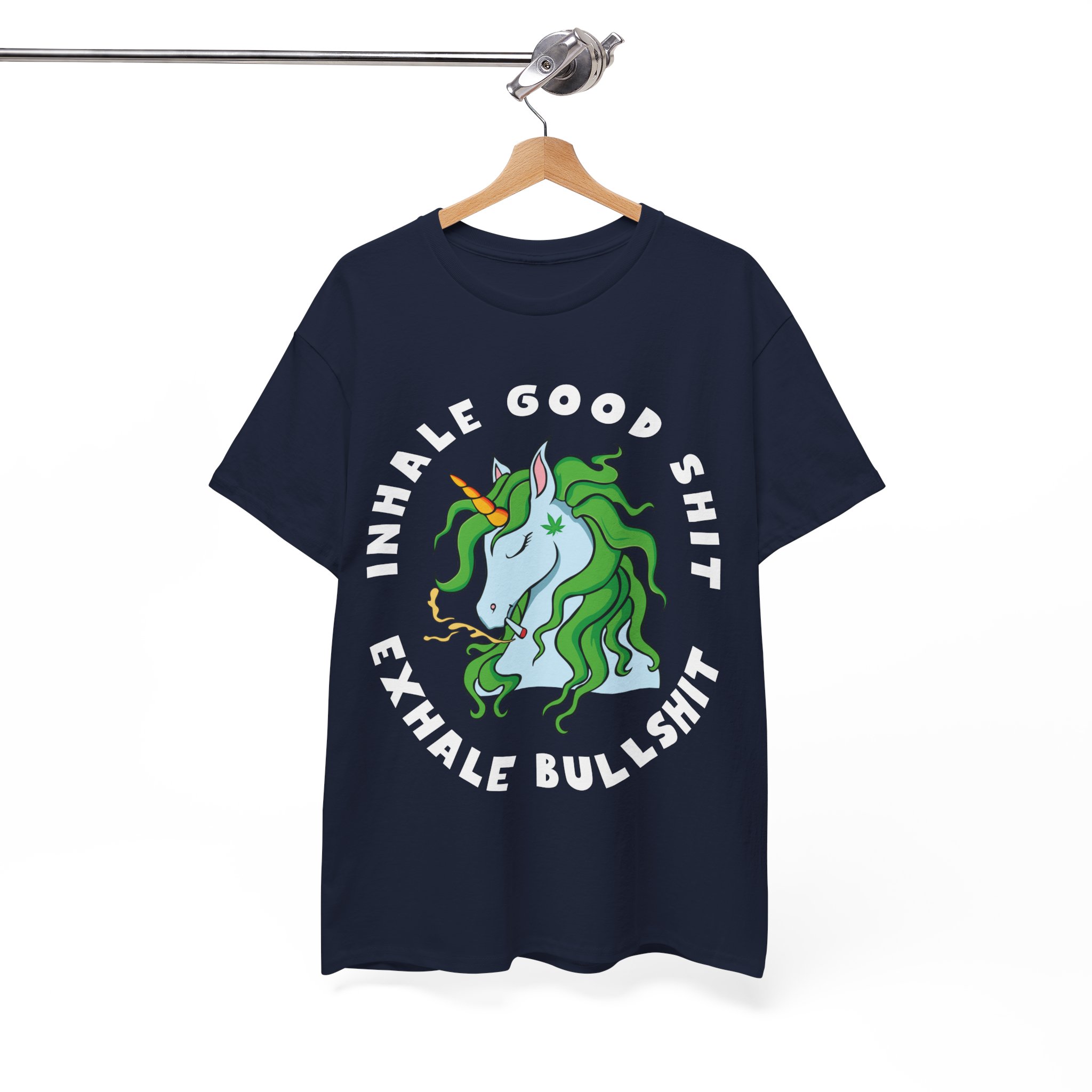 Inhale Good Shit, Exhale Bullshit Relaxation Unicorn Weed Shirt - Image 9