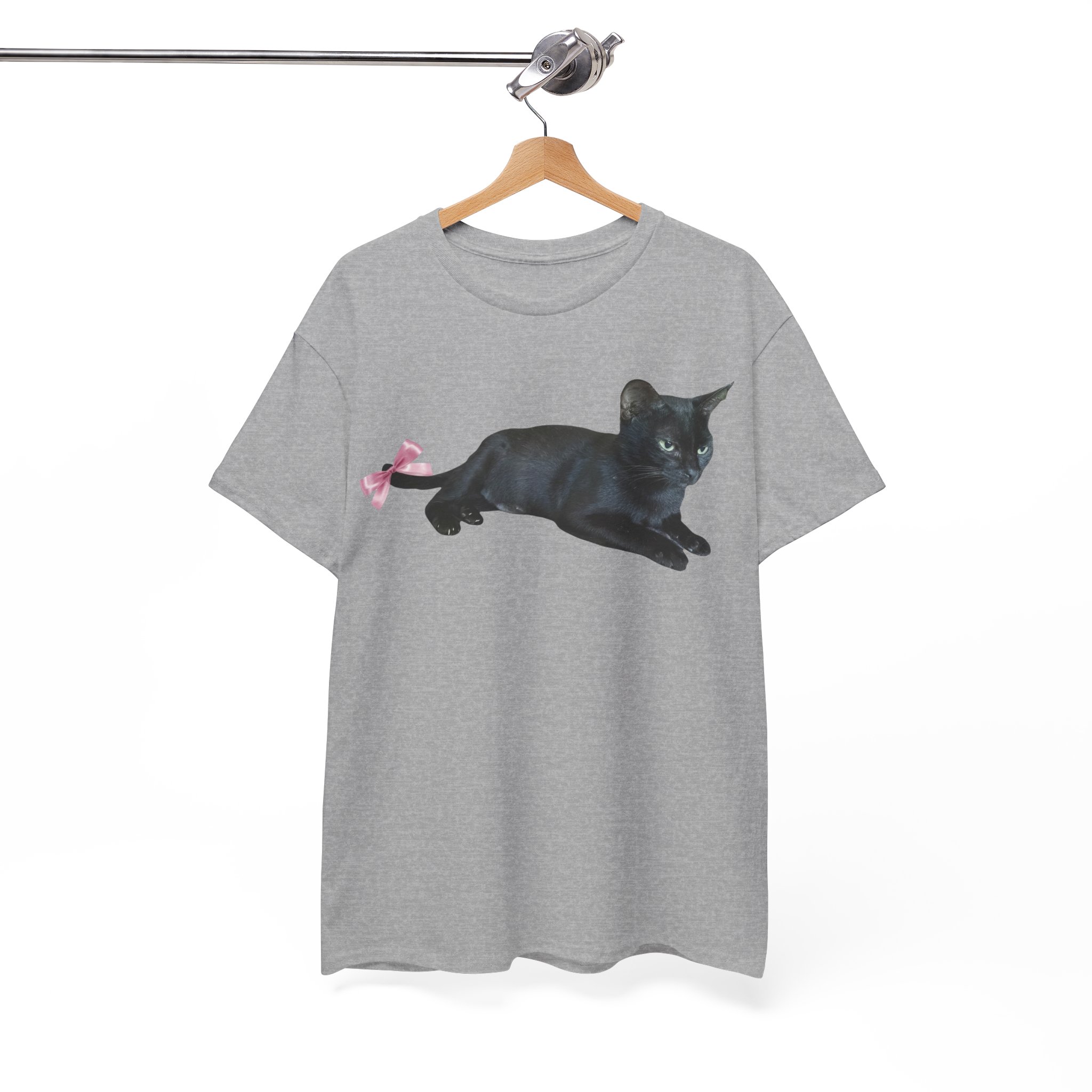 Black Cat with Pink Bow T-Shirt - Image 4
