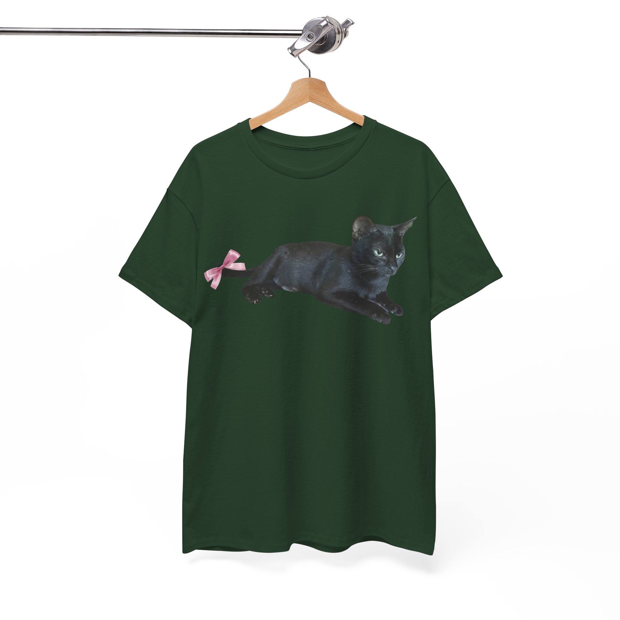 Black Cat with Pink Bow T-Shirt - Image 6